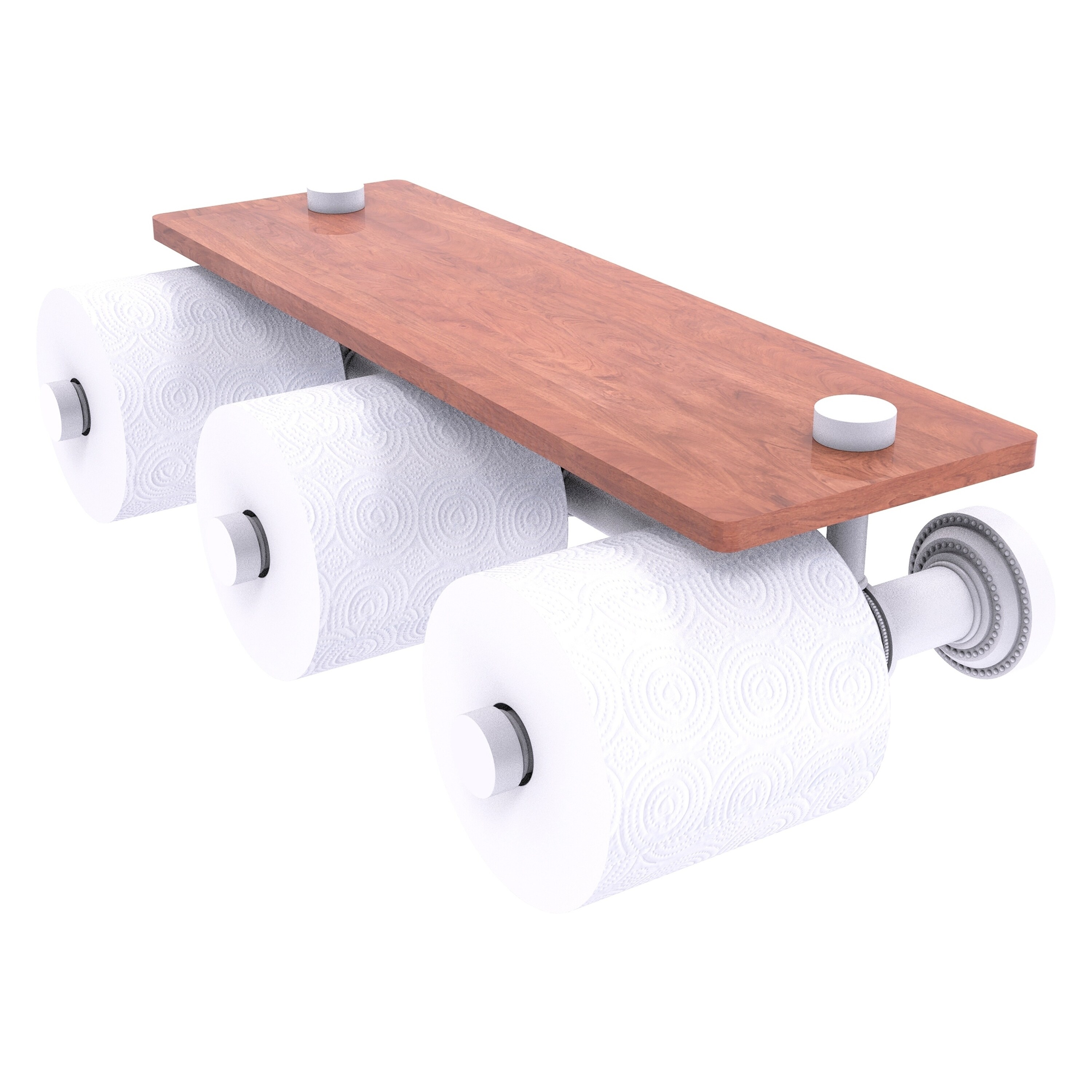 Allied Brass DT-35-3S-IRW-WHM Dottingham Matte White Wall mount Double post Toilet Paper Holder 3 -Rolls with Storage
