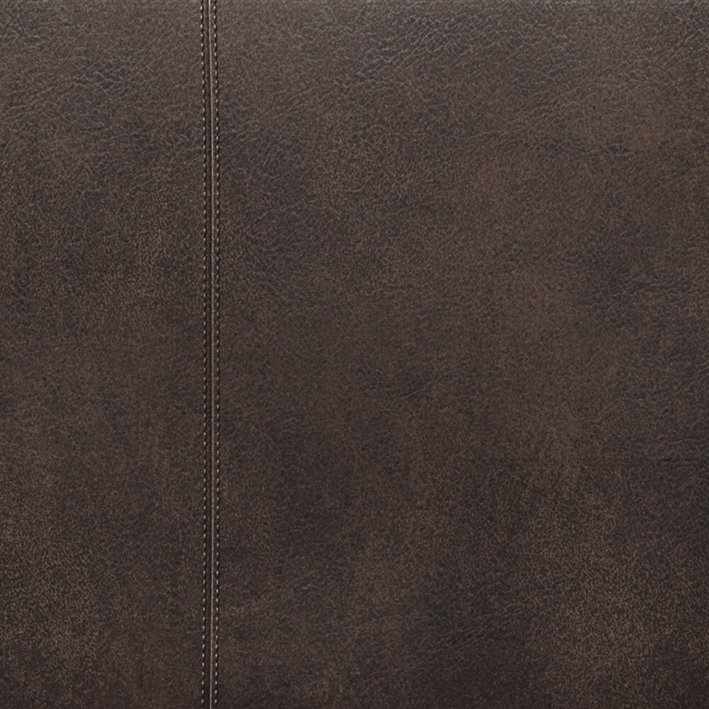 Distressed Brown Faux Leather Tufted Storage Footstool