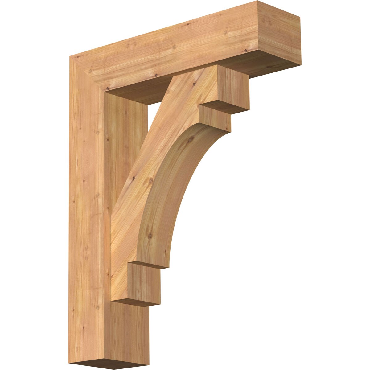 Ekena Millwork 1463184 Merced Block Smooth Bracket with Offset Brace 7-1/2-in x 28-in x 36-in Western red cedar Brown Wood Standard bracket
