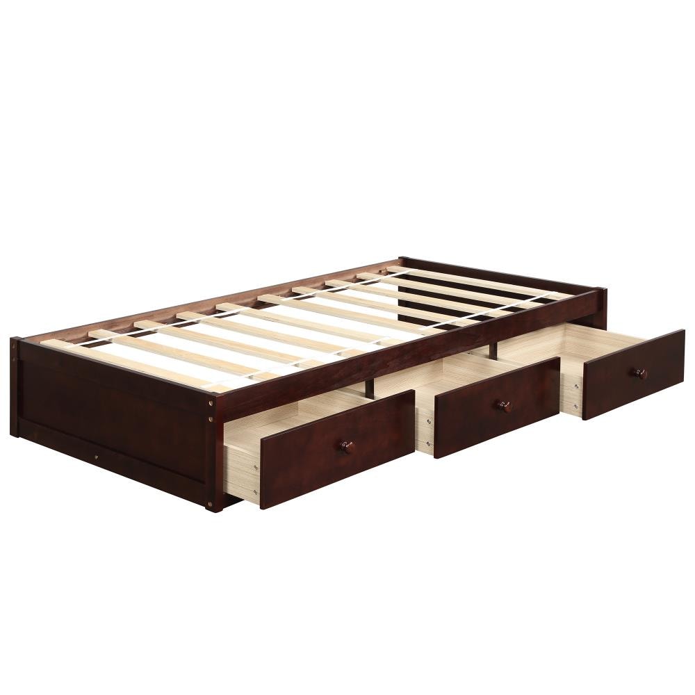 Boyel Living Platform Bed Cherry Twin, How To Put A Wooden Twin Bed Frame Together
