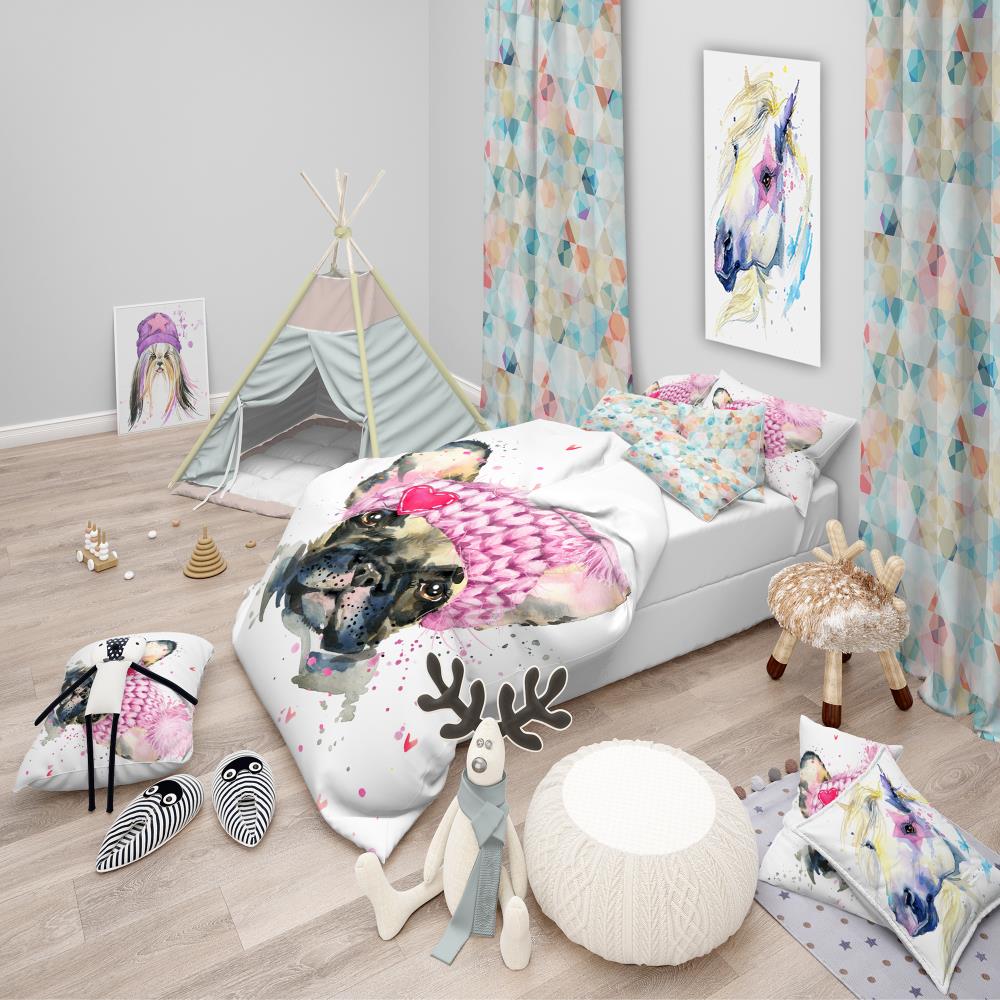 Designart BED13225-T 3-Piece Pink Twin Duvet Cover Set