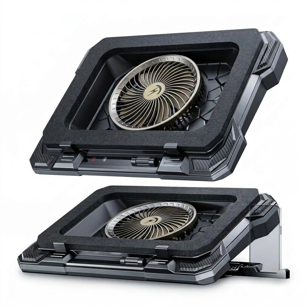 Etokfoks  Gaming Laptop Cooling Pad with RGB Lights High Speed Fan 10 Lighting Modes 7 Angles Dual USB 1 Piece