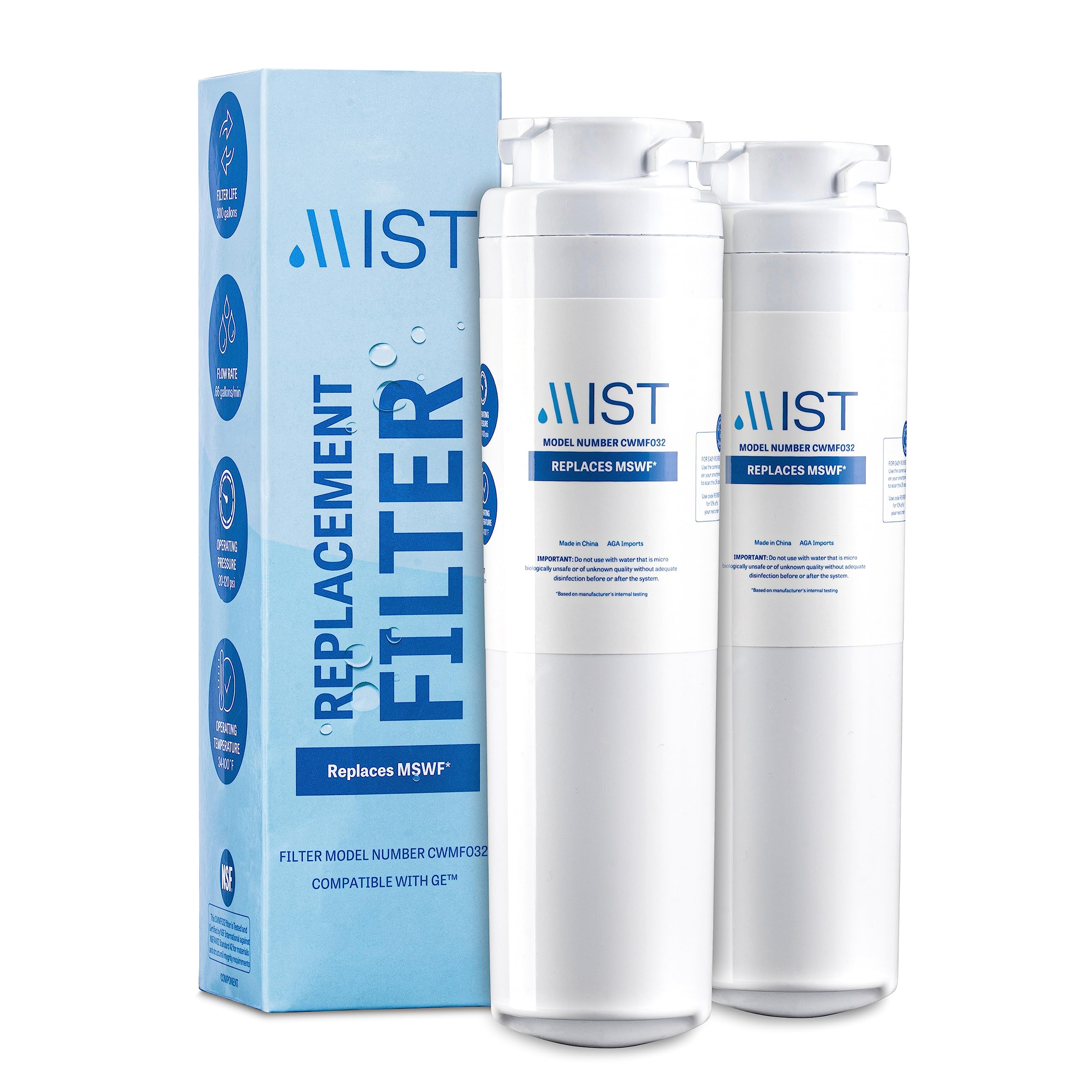 Mist CWMF232 Twist-in Refrigerator Water Filter Mswf 2 -Pack