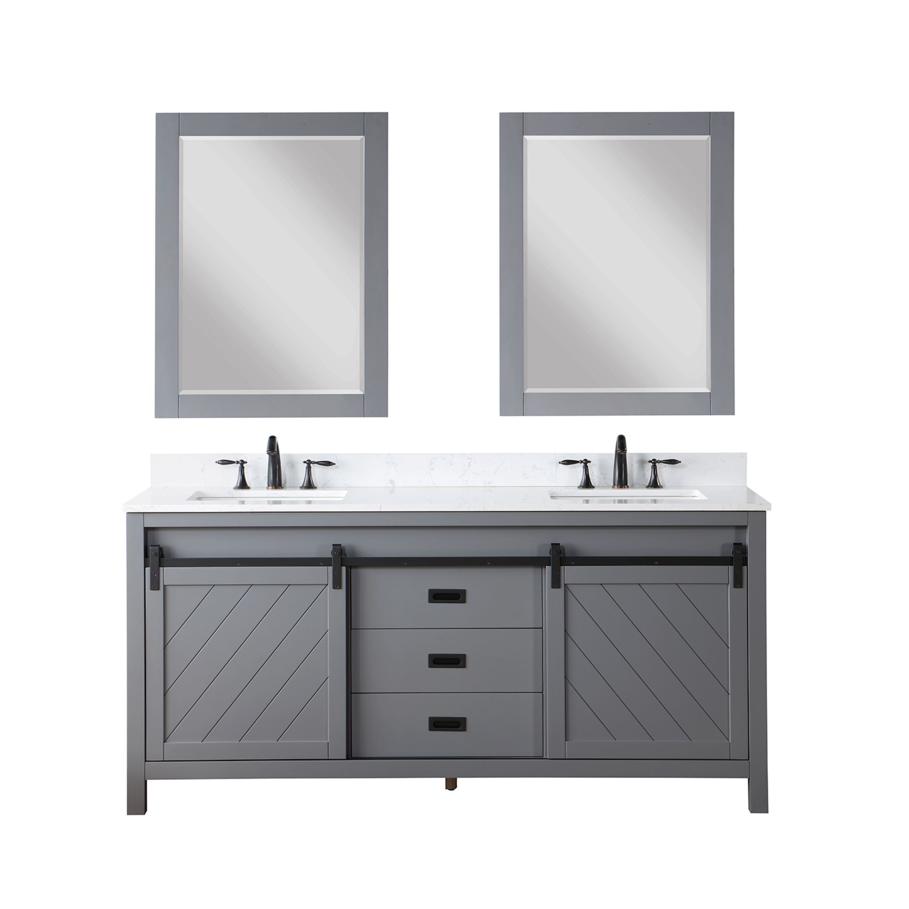 Altair 536072-GR-AW Kinsley 72-in Gray Undermount Double sink Bathroom Vanity with Aosta White Engineered marble Top (Mirror Included)