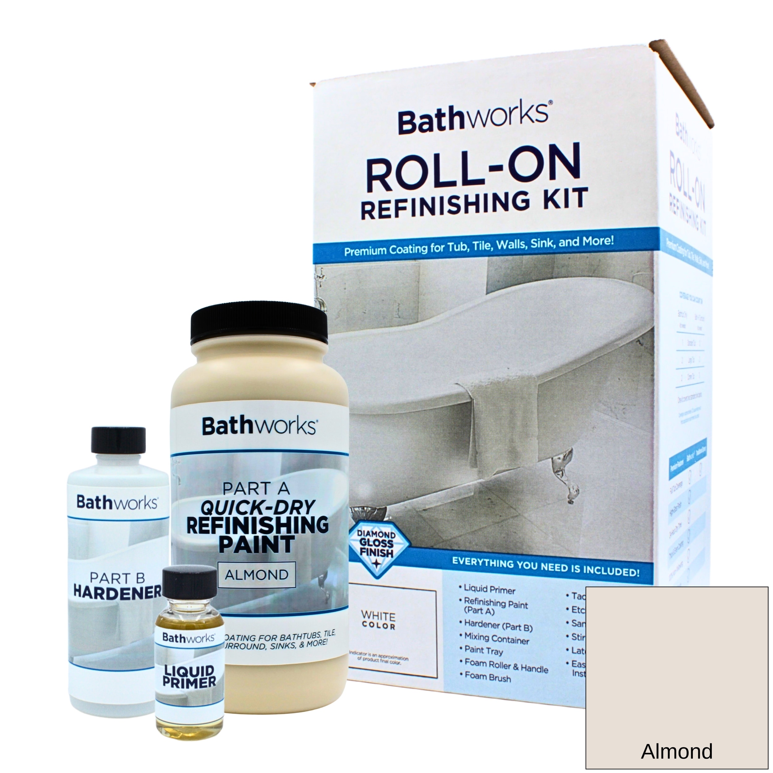 Bathworks Almond High-gloss Tub Tile Refinishing kit ( 1-pint ) #PQDALM