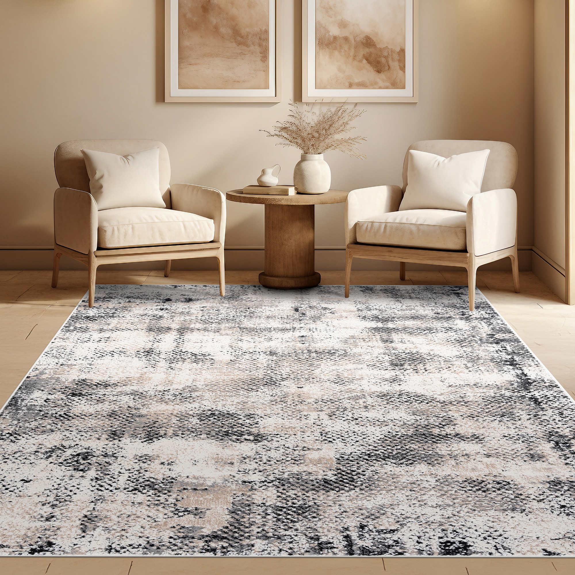 Tayse ALH1321 8X10 8 x 10 (ft) Beige Rectangular Indoor Abstract Industrial Pet Friendly Area rug