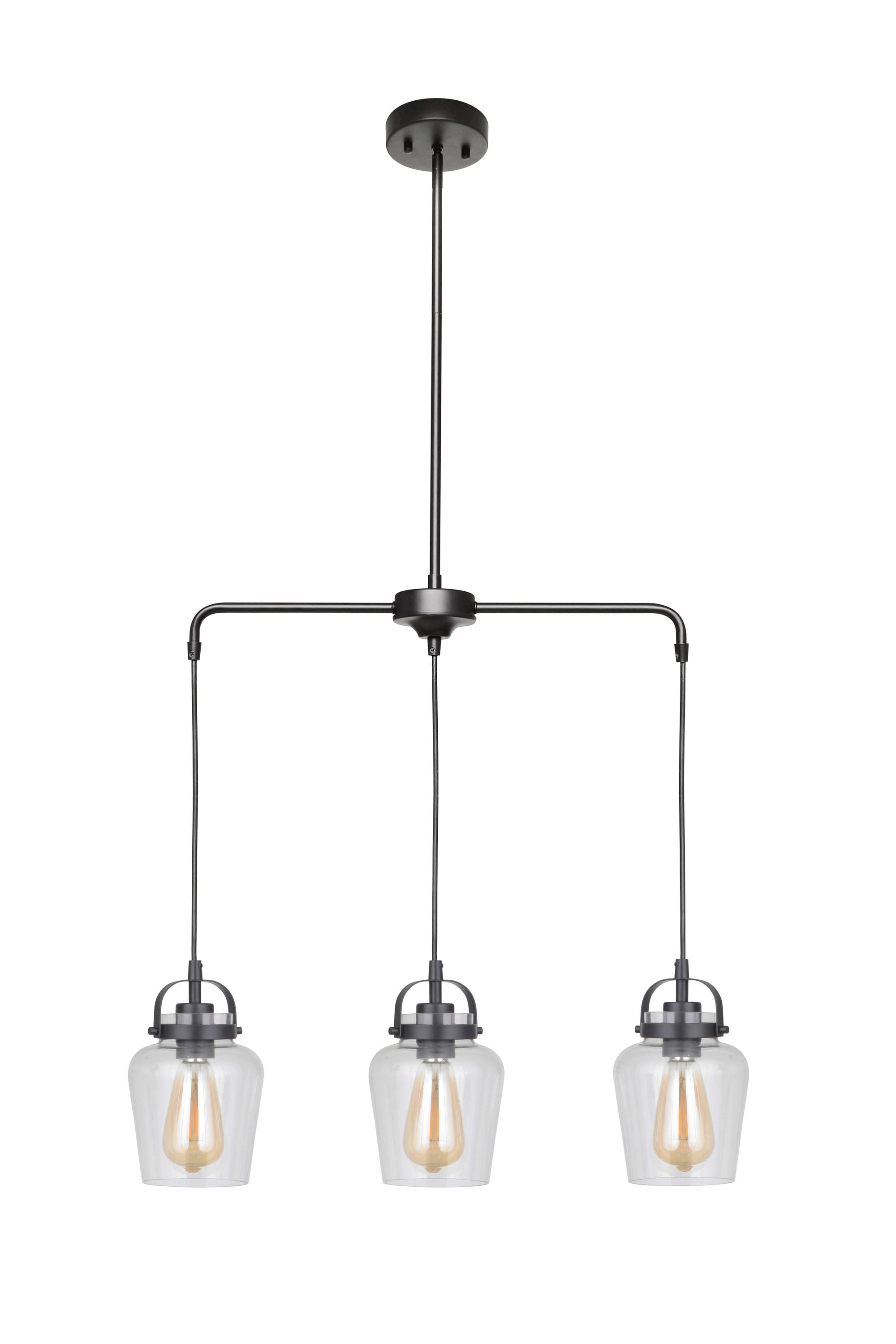 Craftmade 53593-FB Trystan 3 -Light Flat black Transitional Clear glass Jar Large Hanging Pendant light