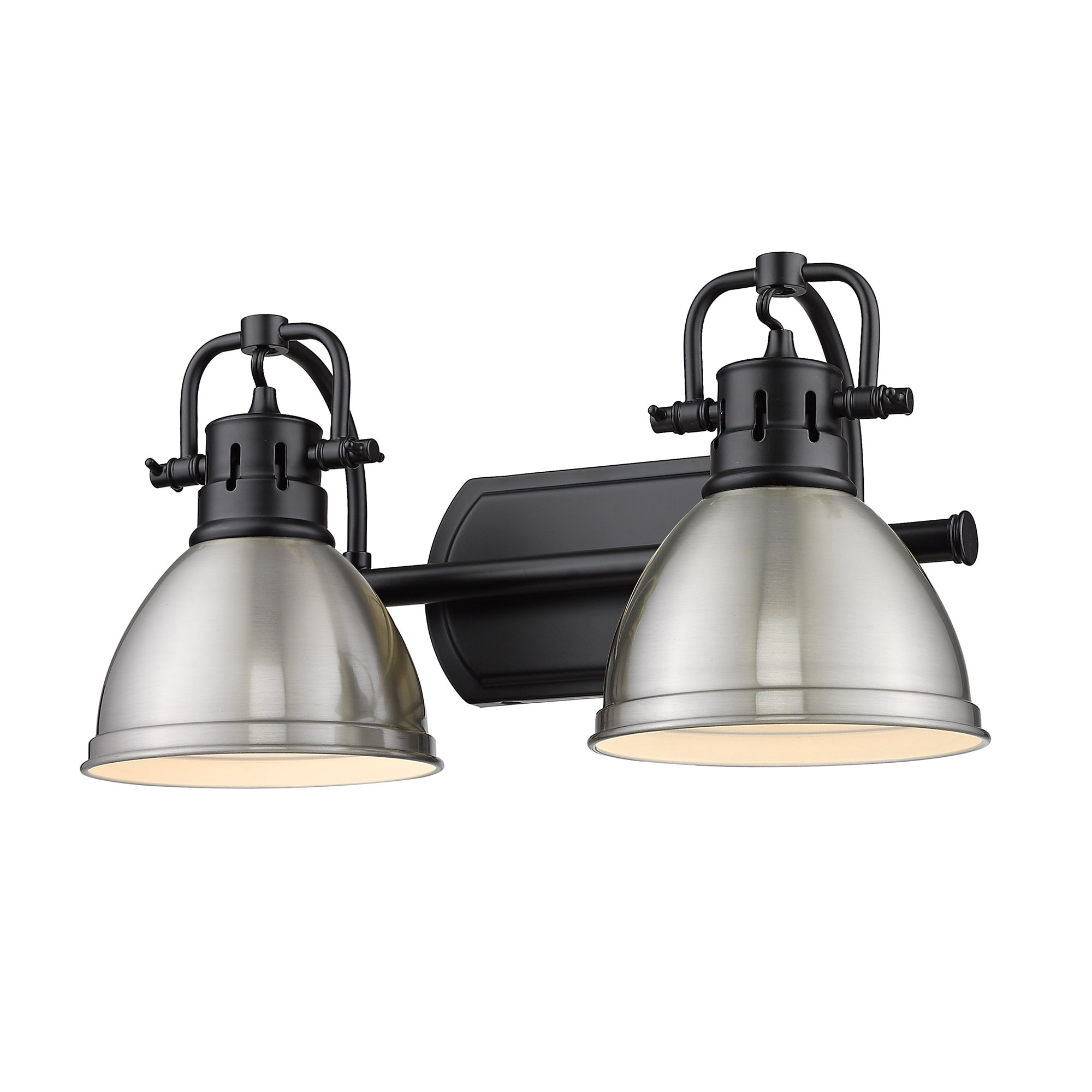 Golden Lighting 3602-BA2 BLK-PW Duncan 16.5-in 2 -Light Matte Gray Industrial Vanity light