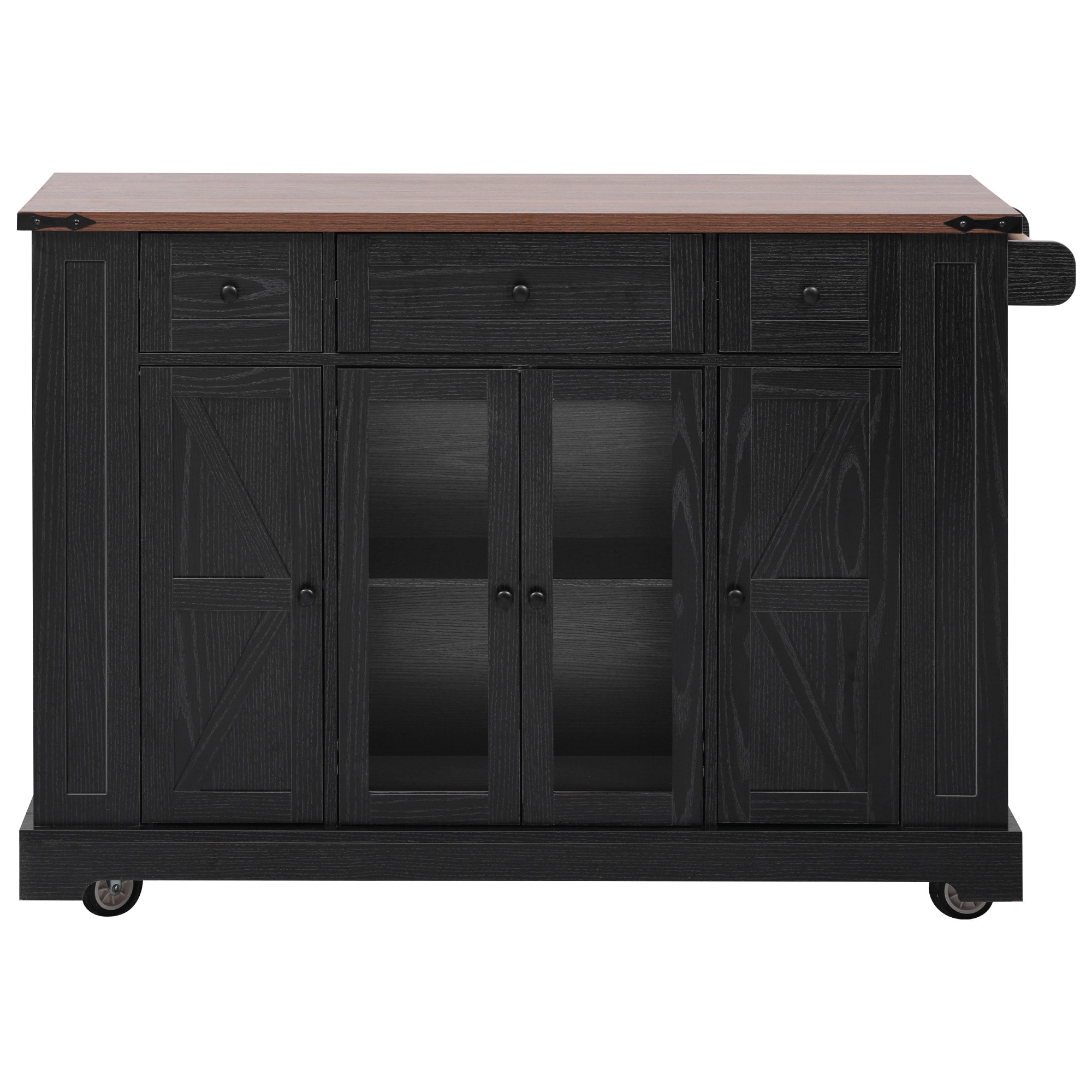 Damerin KK707A White MDF Base with MDF Wood Top Rolling Kitchen Island ( 29.5-in x 53-in x 36-in )