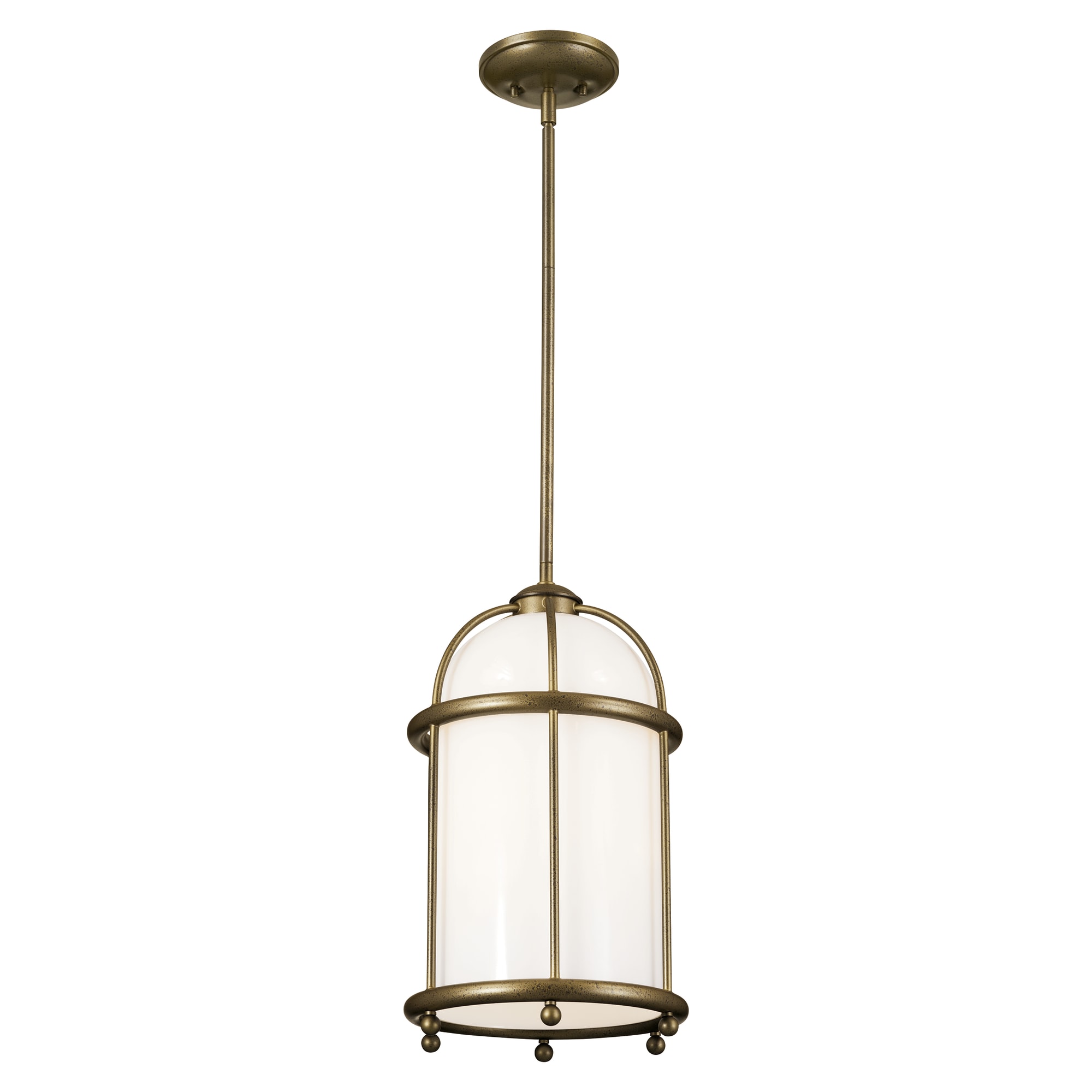Elegant Farmhouse 1-Light Character Bronze Pendant with Opal Glass