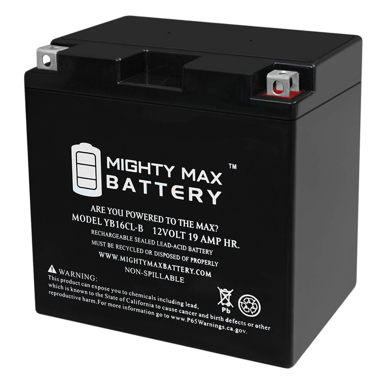Mighty Max Battery MAX3485551 YB16CL-B 12V 19AH for 1996 Sea Doo GTI 5866 Rechargeable Sealed lead acid 12190 Backup power Batteries