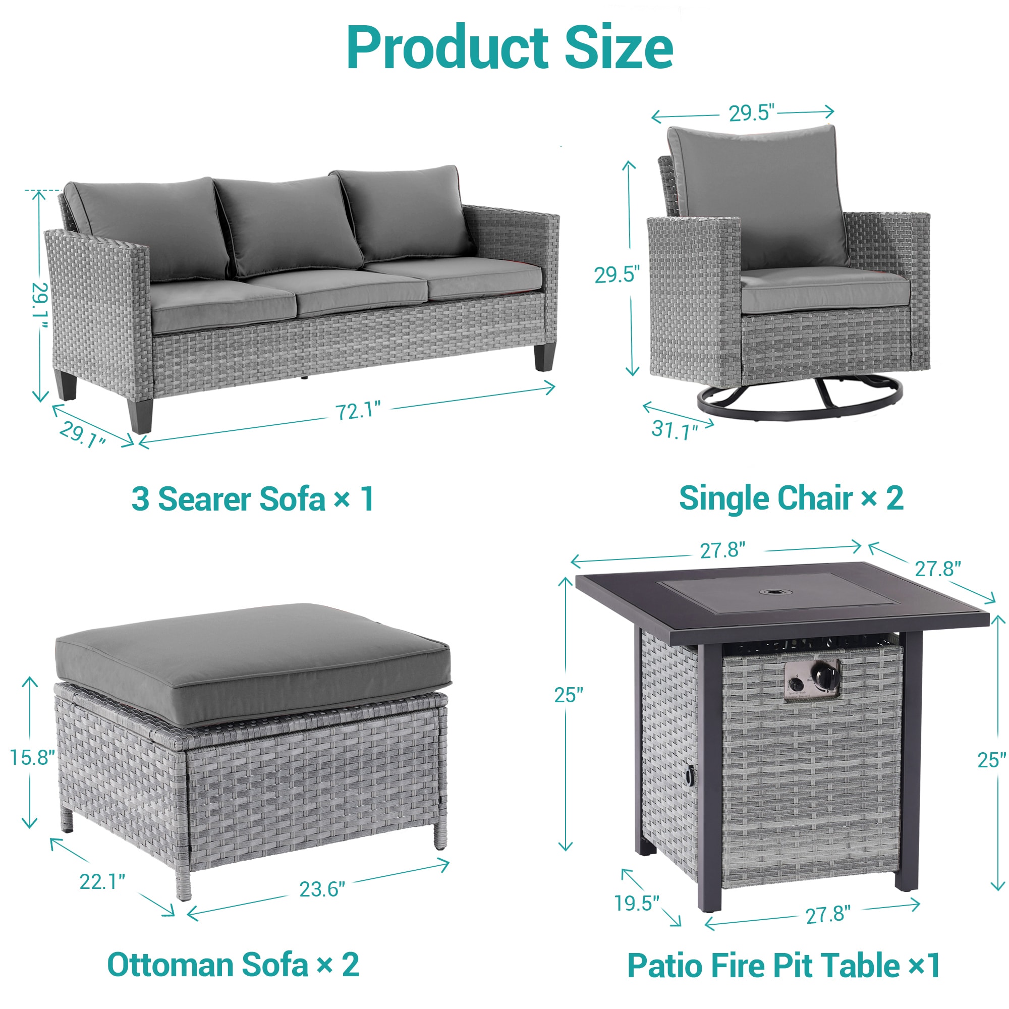 Sonkuki SD-PSS1-2RHGY-T4 Patio-Conversation-Sets - View #3