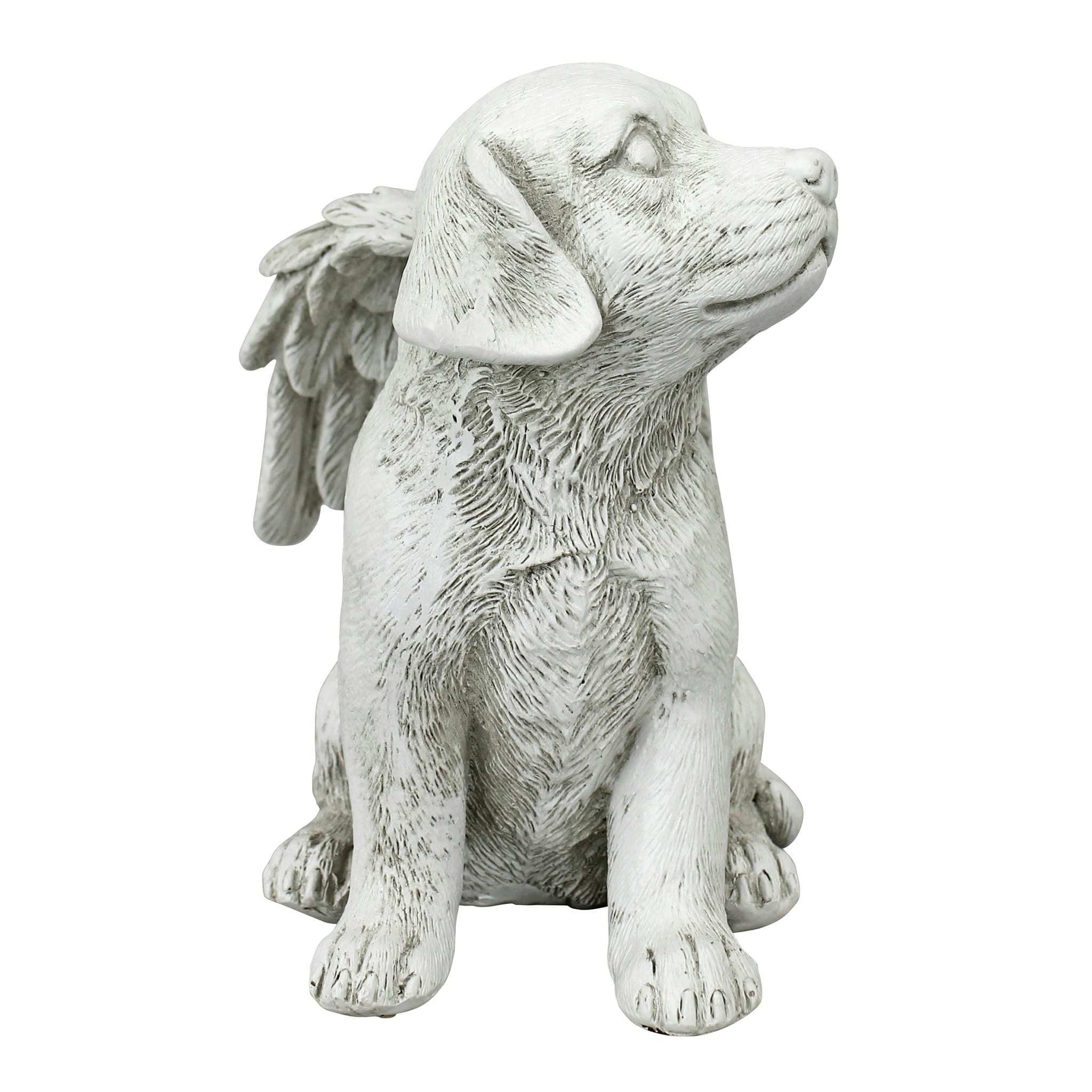 Medium Gray Resin Memorial Dog Statue with Angel Wings