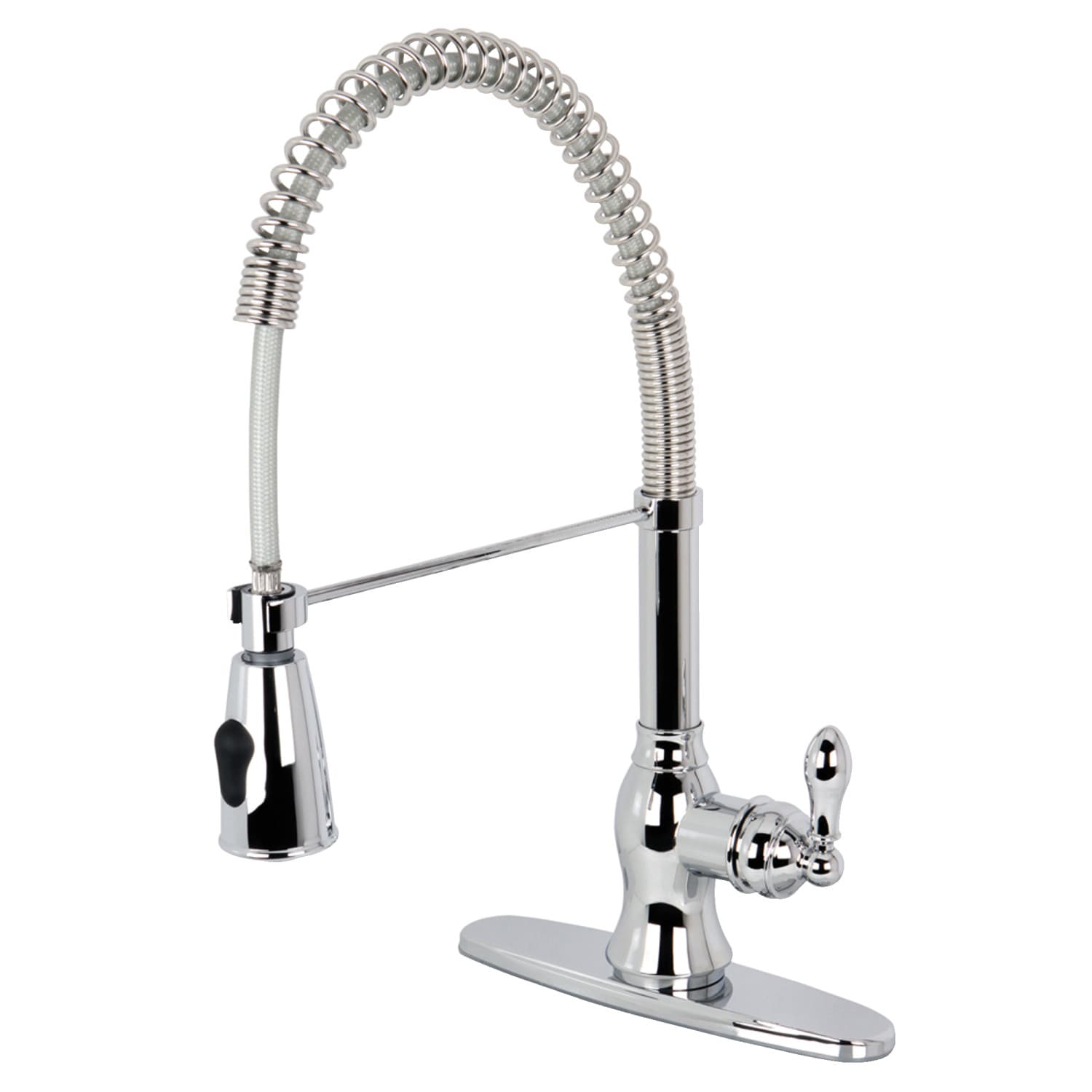 Kingston Brass American Classic Chrome Single Handle Pre-rinse Kitchen  Faucet with Deck Plate at