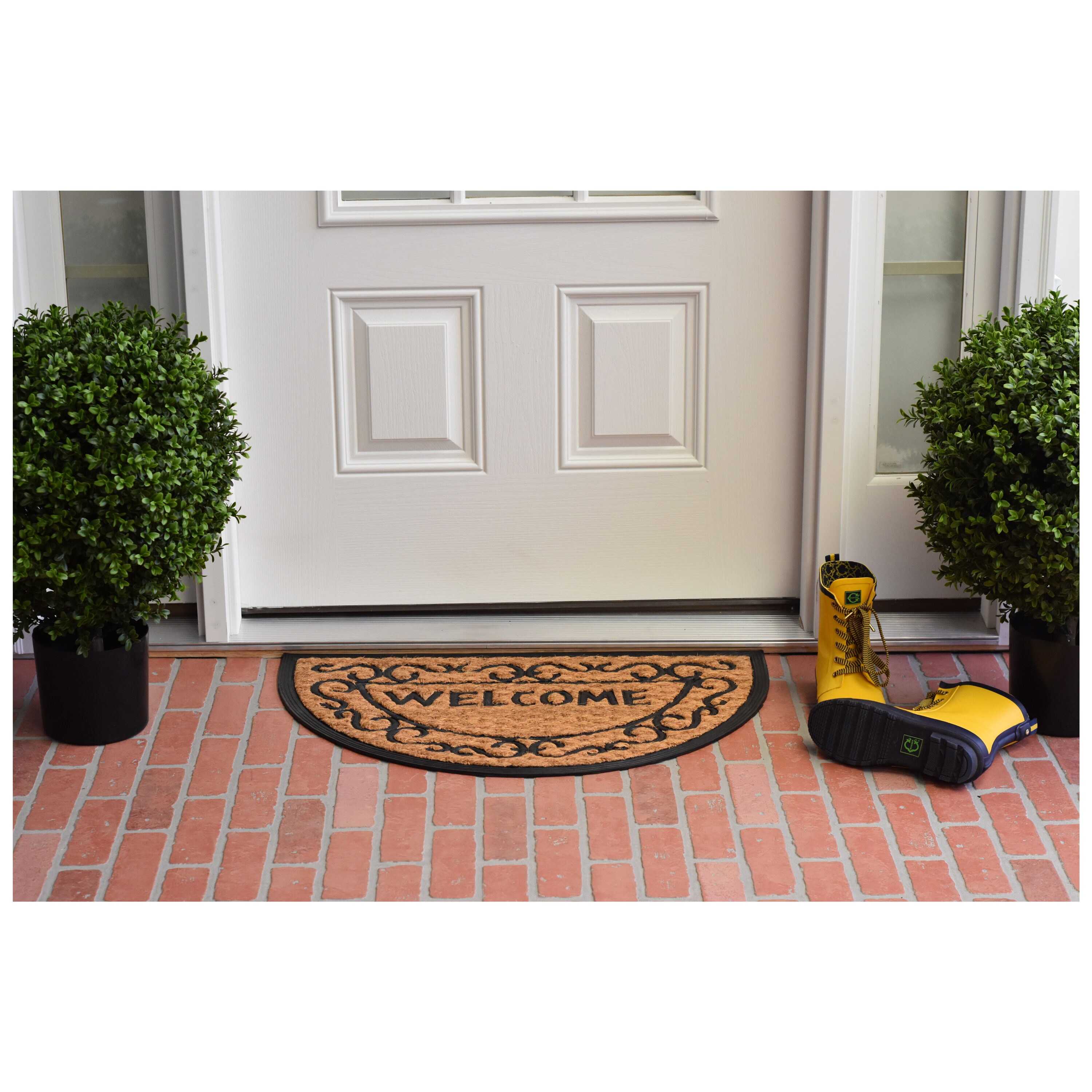 Half-Round Coir Rubber Entryway Thin Doormat Low Profile All Season  Decorative