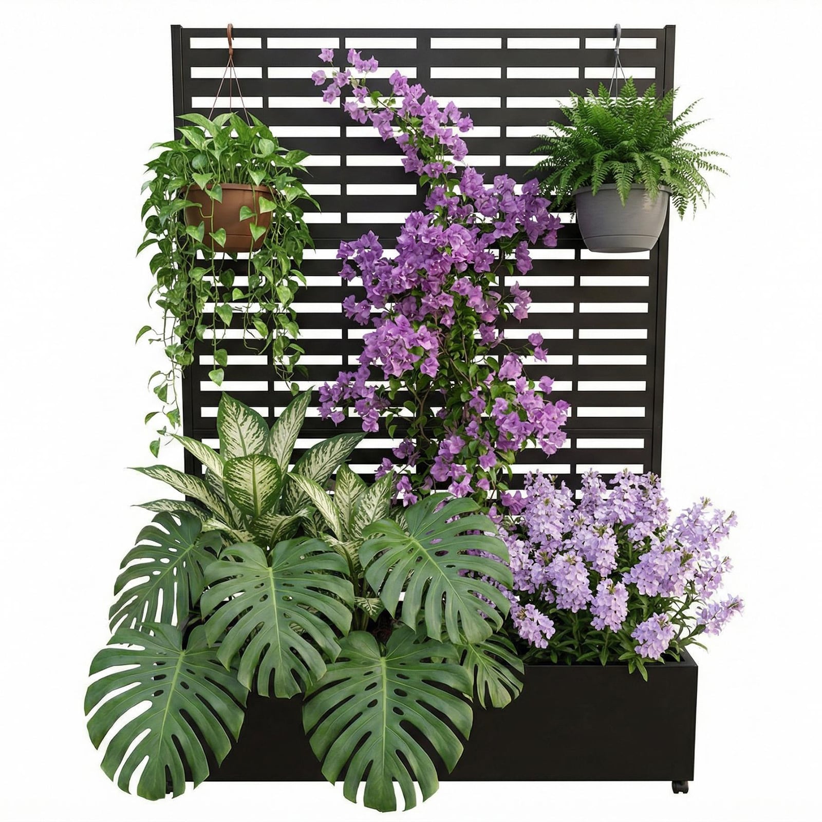 Garvee - Metal Planter Box with Trellis Raised Garden Beds with Trellis for Climbing Plants Veget...