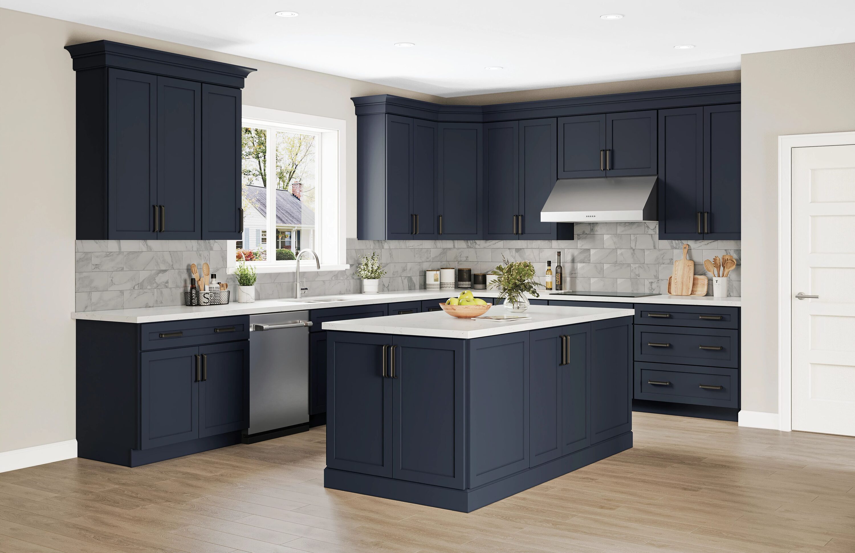 KraftMaid Momentum Deveron 12-in W x 34.5-in H x 24-in D Midnight 4 -Drawers Drawer Base Fully assembled Plywood Cabinet (Recessed Panel Shaker)