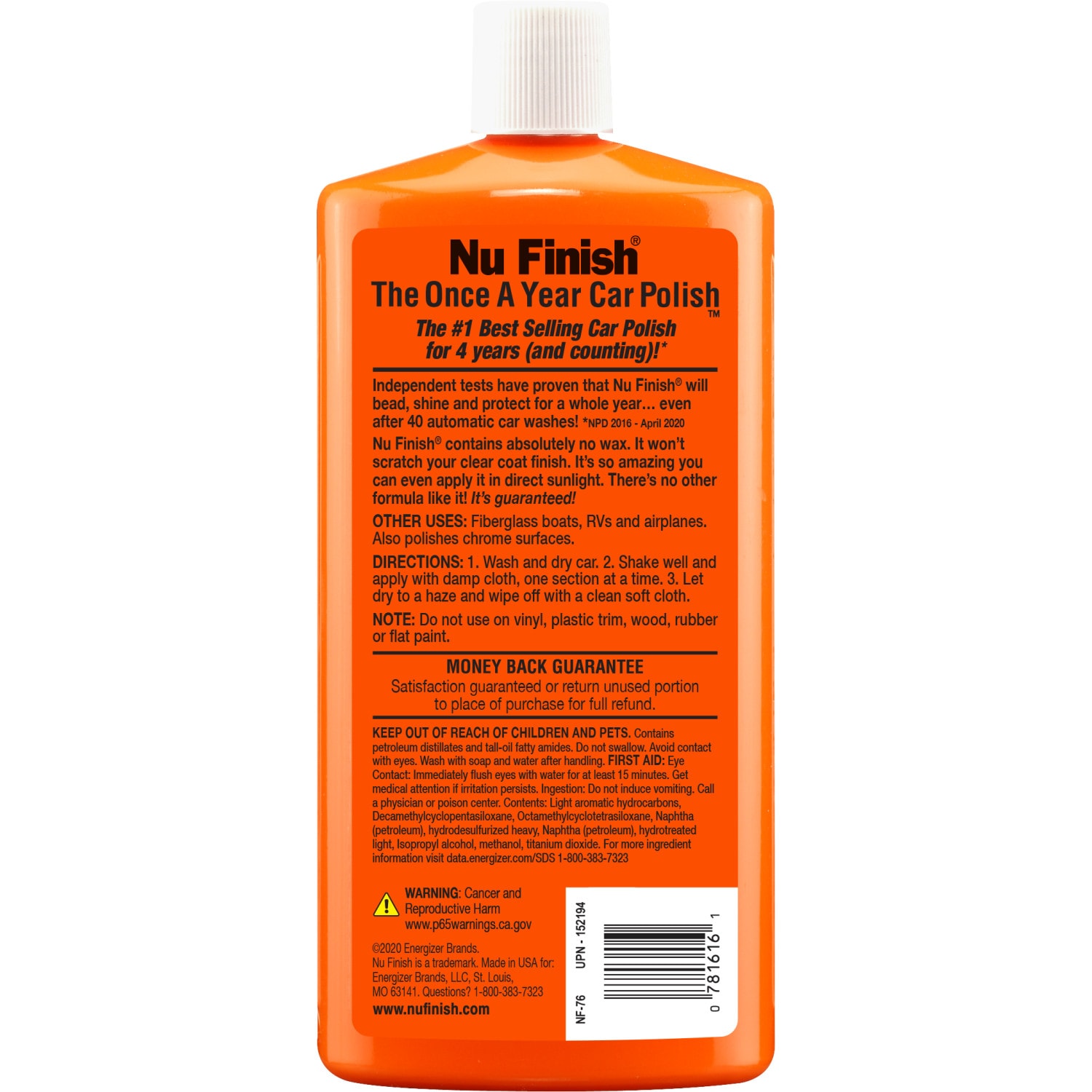 Nu Finish The Once A Year Car Polish 16 oz - BUY MORE & SAVE 15% !!