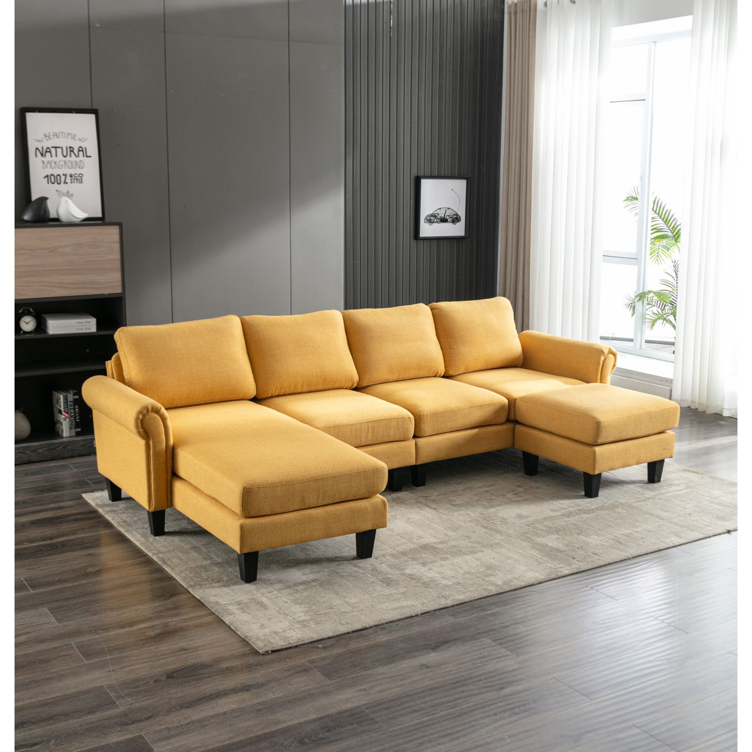 JASMODER 60.63-in Modern Yellow Polyester/Blend Sofa at Lowes.com