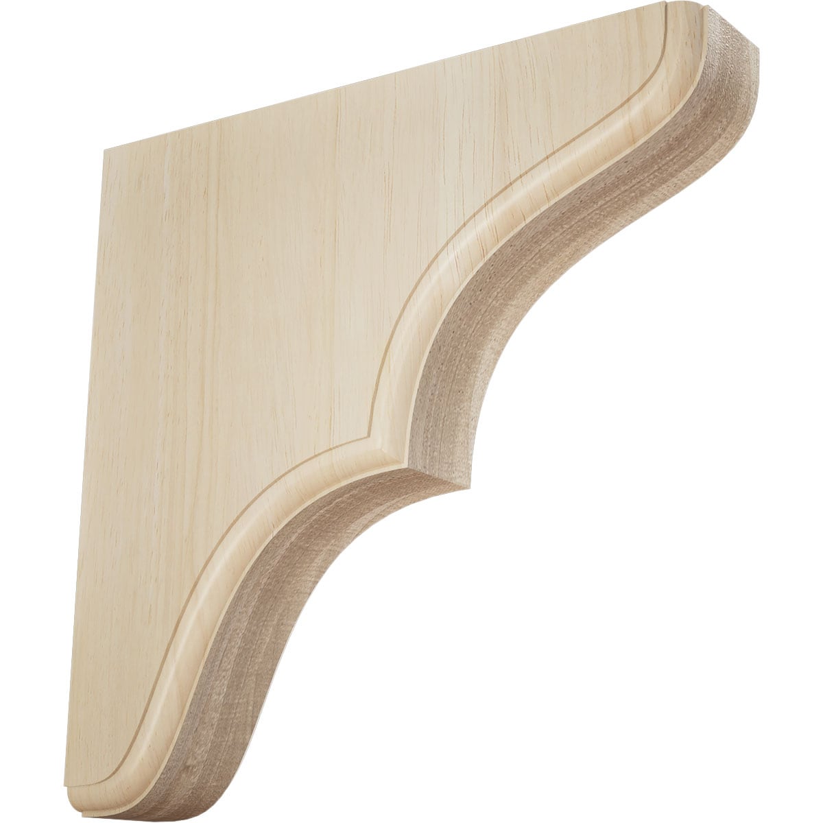 Ekena Millwork Stratford 1-3/4-in x 7-1/2-in x 7-1/2-in Rubberwood Brown Wood Standard bracket #BKTW02X08X08STRW