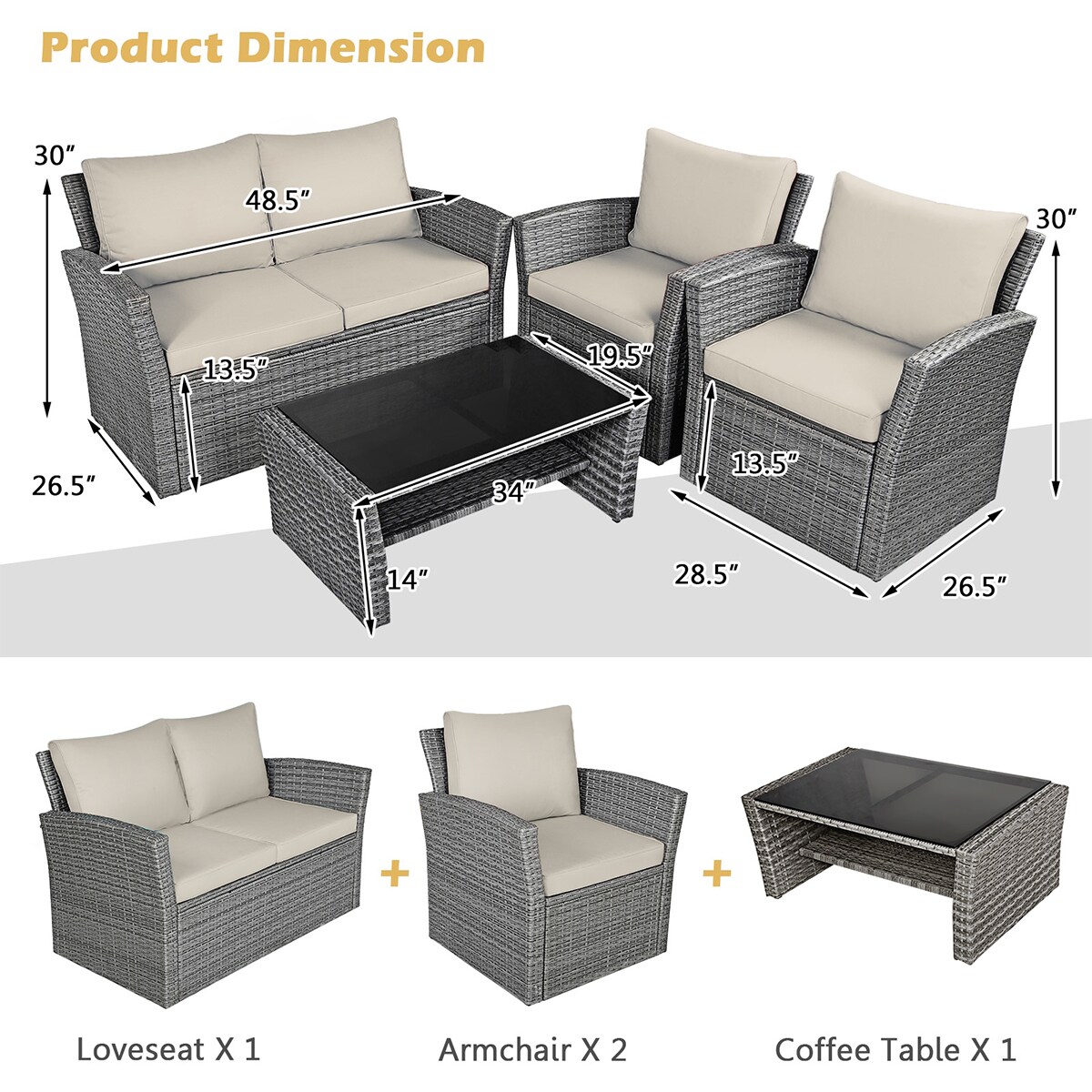WELLFOR OUG67841ABN+ Patio-Conversation-Sets - View #6