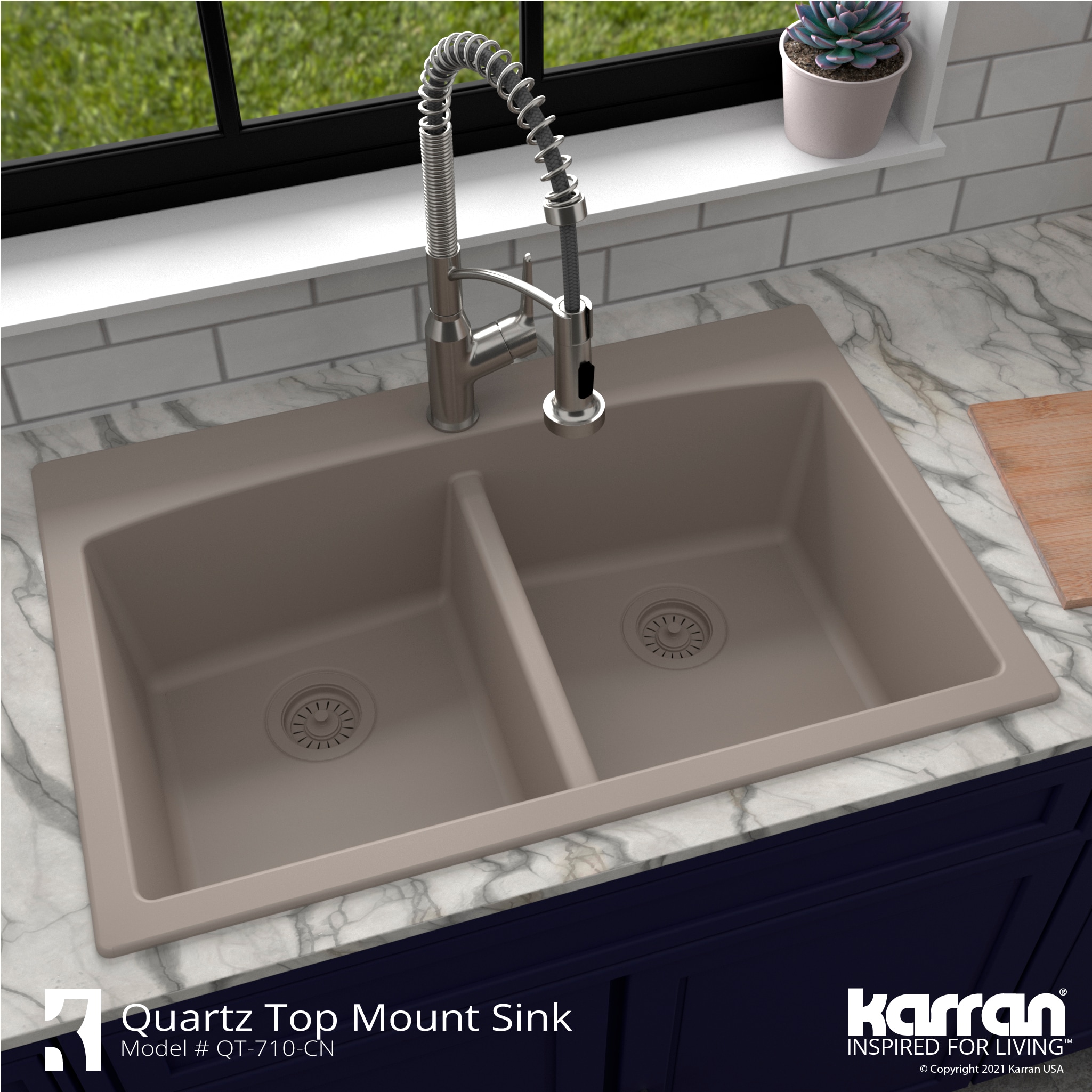 Karran QBSCN 3-1/2 in. Kitchen Sink Basket Strainer in Concrete