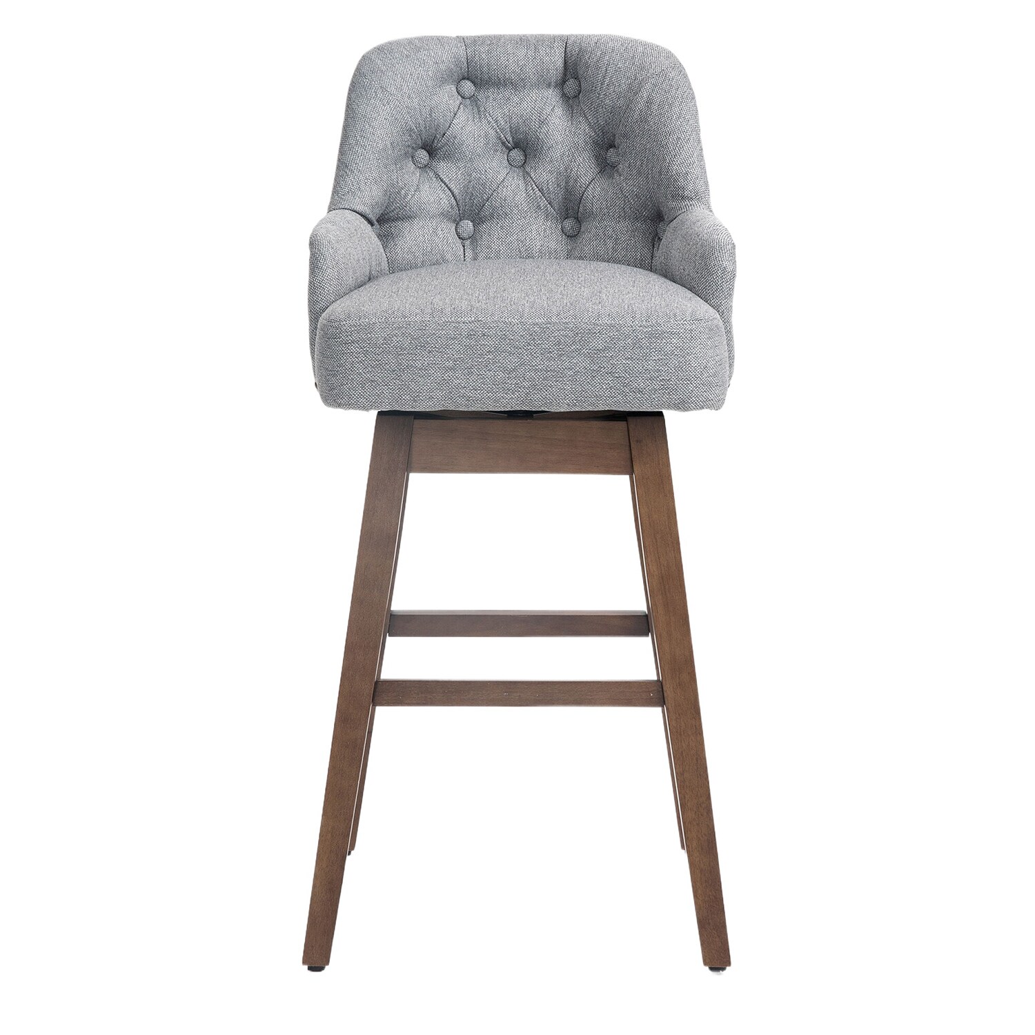 Set of 2 Gray 28-in H Bar height Upholstered Swivel Wood Bar Stool Back | - Bybafun YA6100120