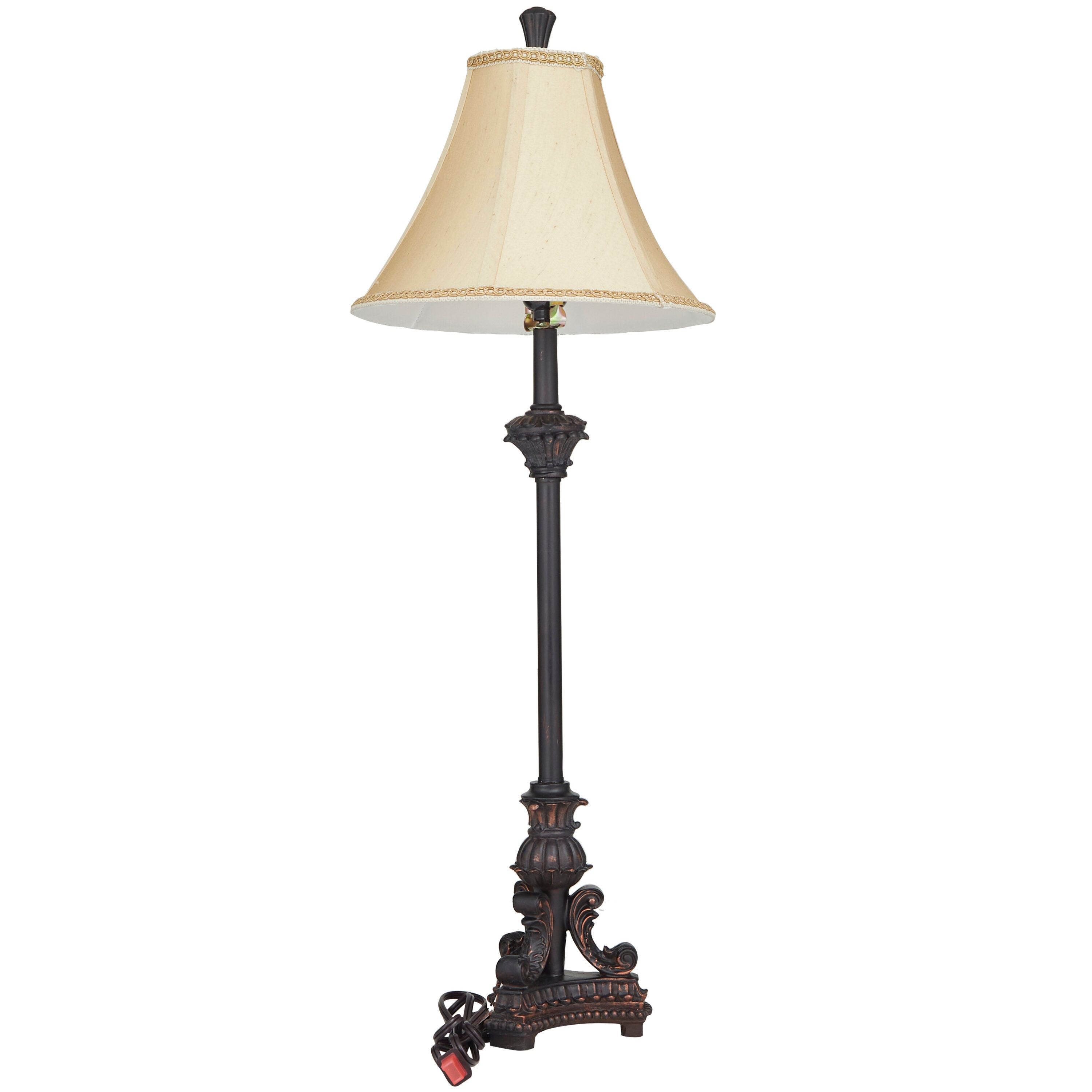 31" Bronze Antique Style Buffet Lamp with Beige Shade