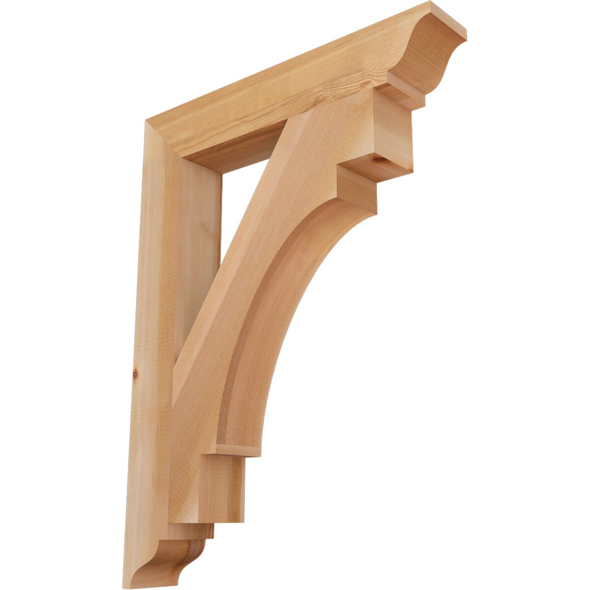 Ekena Millwork BKT04X24X32MRC01SWR Merced traditional smooth 3-1/2-in x 24-in x 32-in Western red cedar Brown Wood Standard bracket