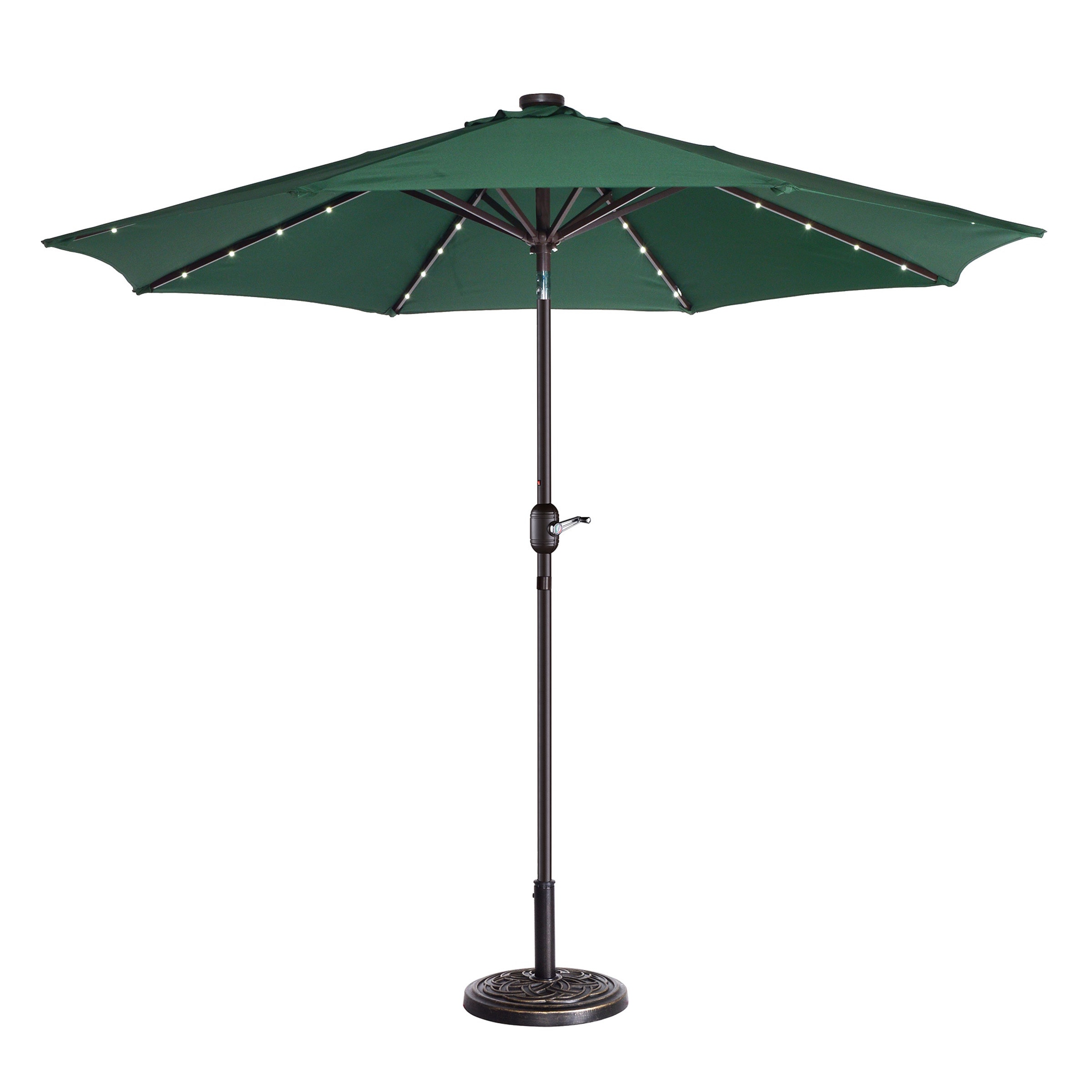 Nature Spring 9 Foot Patio Umbrella LED Lights, Green - Convenient and Colorful Outdoor Umbrella with Crank Handle and Durable Polyester Canopy -  526822CAX