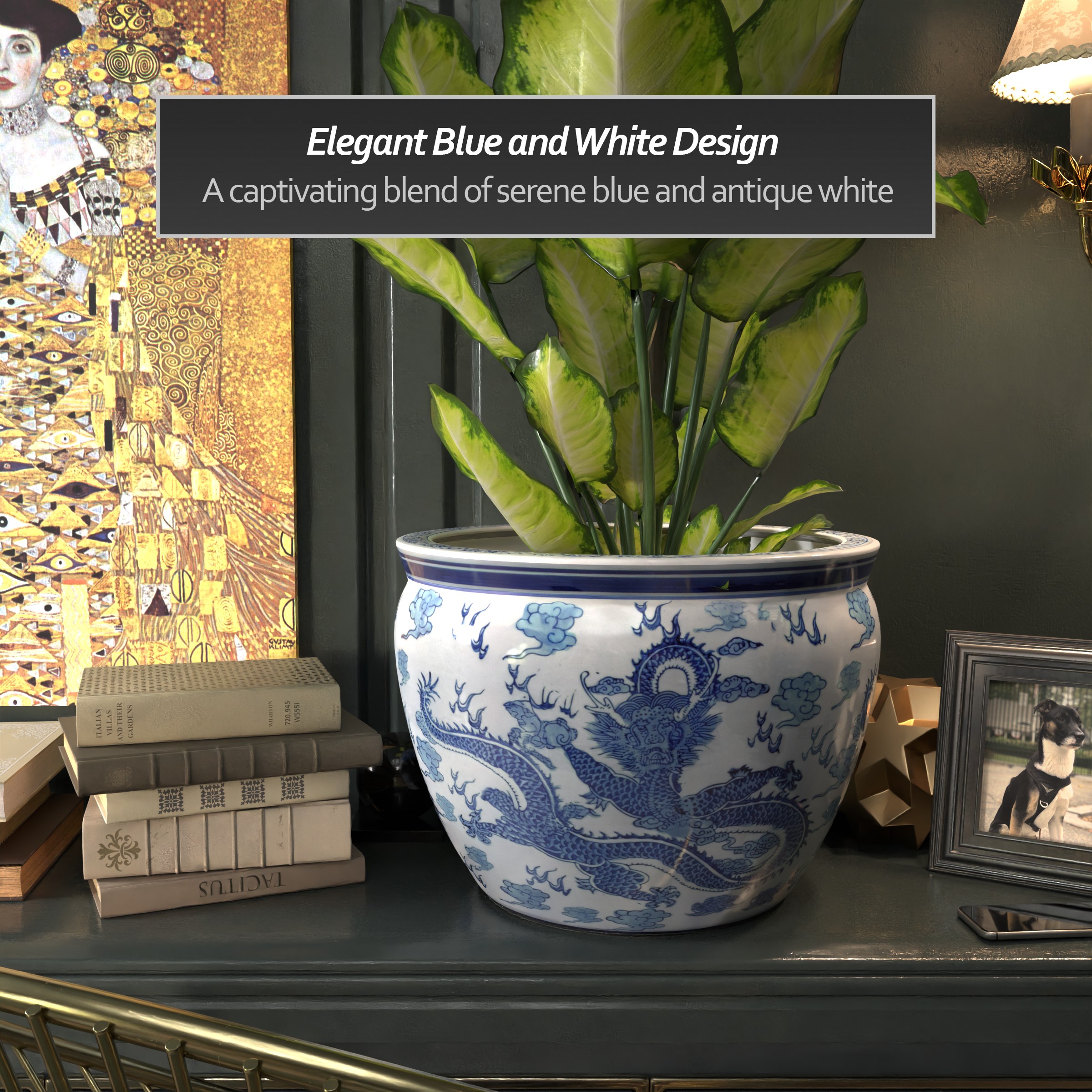 Oriental Furniture BW-18FISH-DRG1 Planter-Window-Box - View #5
