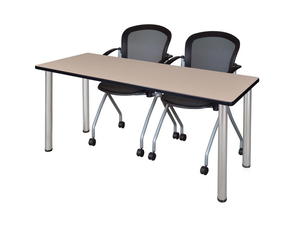 Regency MT7224BEBPCM23BK Training Off-white 4-Person Training Table (72-in W x 29-in H)