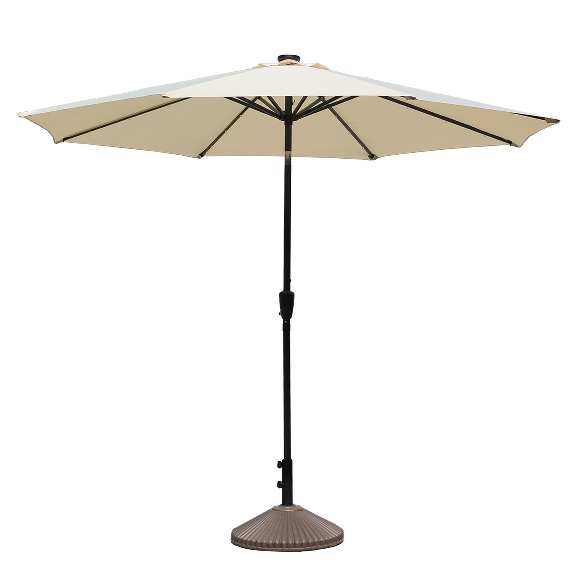 CASAINC 10-ft Beige Solar Powered Crank Market Patio Umbrella at Lowes.com