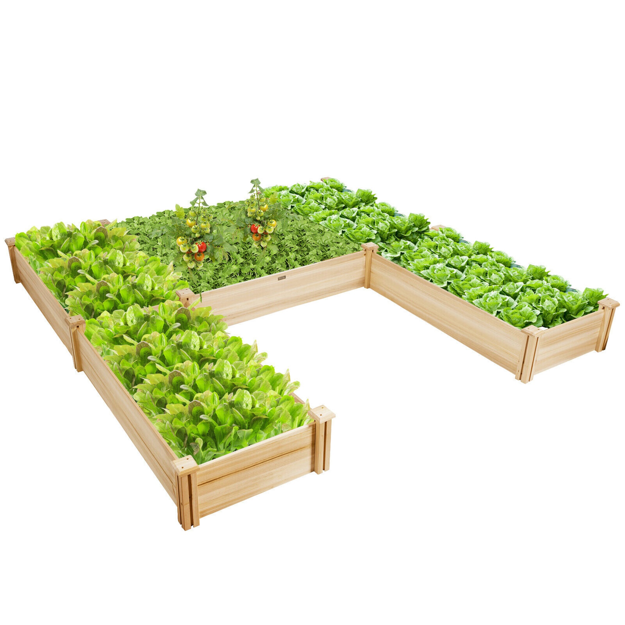 Costway LWS00536 95-in W x 92.5-in L x 11-in H Natural Wood Raised Garden Bed