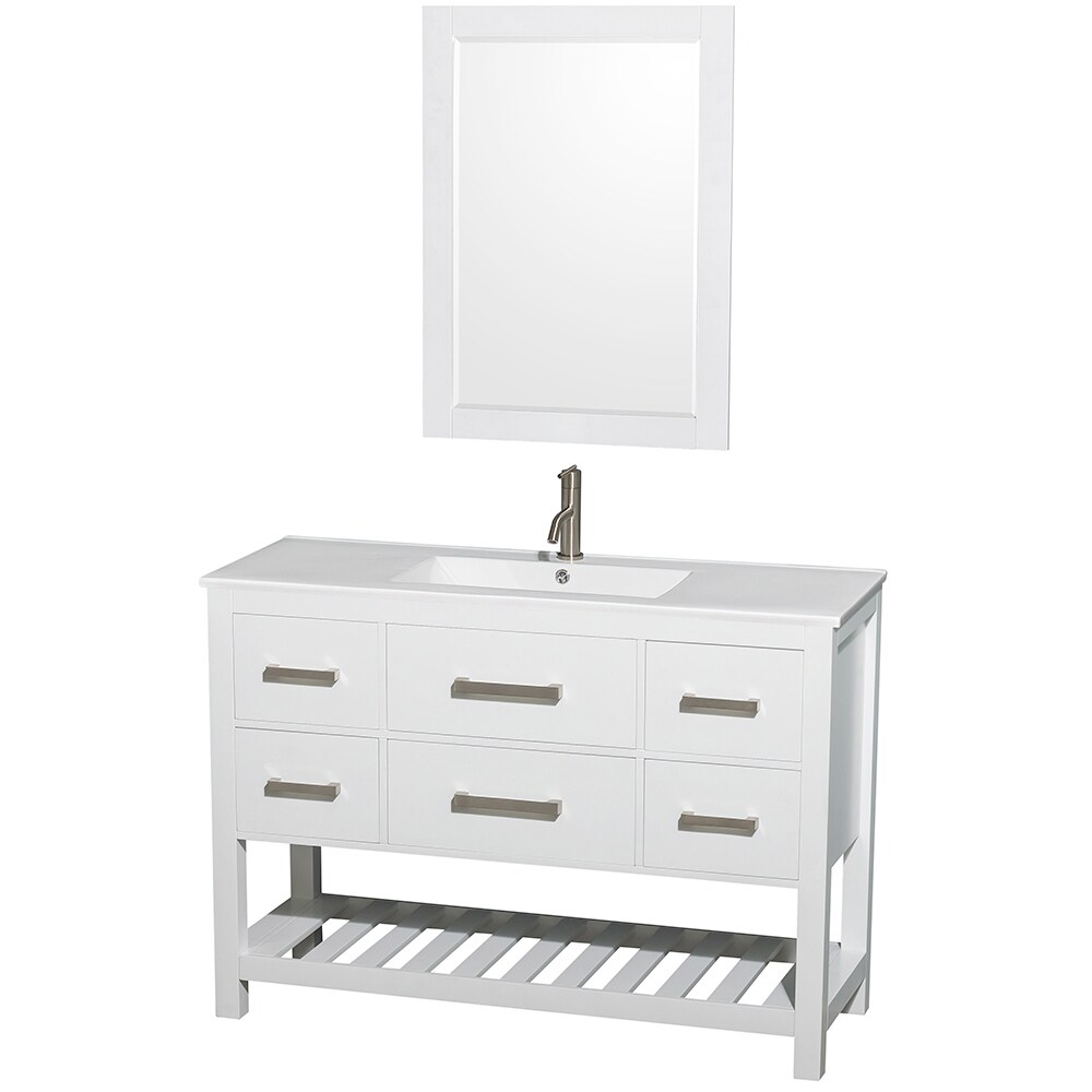 Wyndham Collection Natalie 48-in White Single Sink Bathroom Vanity with ...