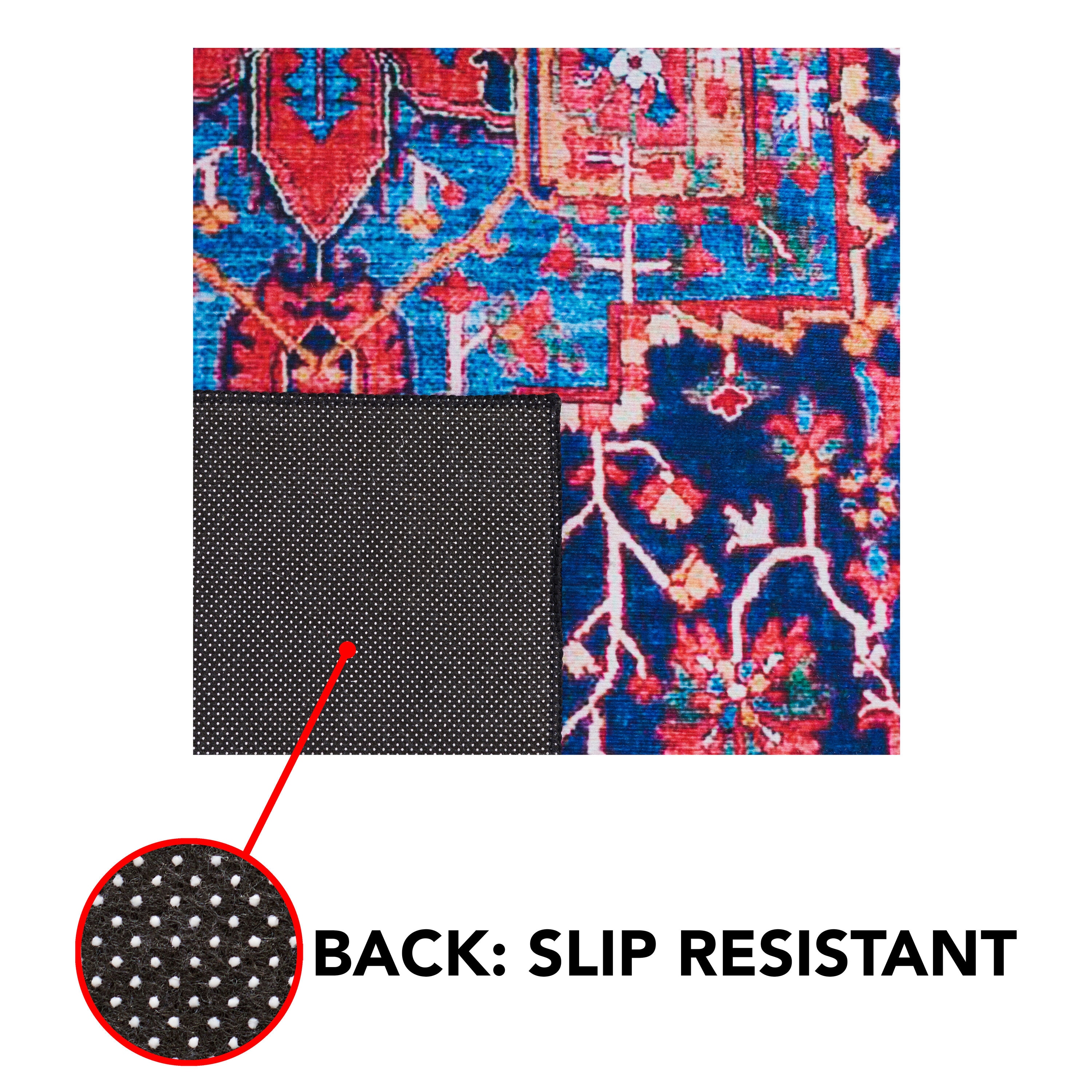 Elegant Red Synthetic 36" Rectangular Easy-Care Rug
