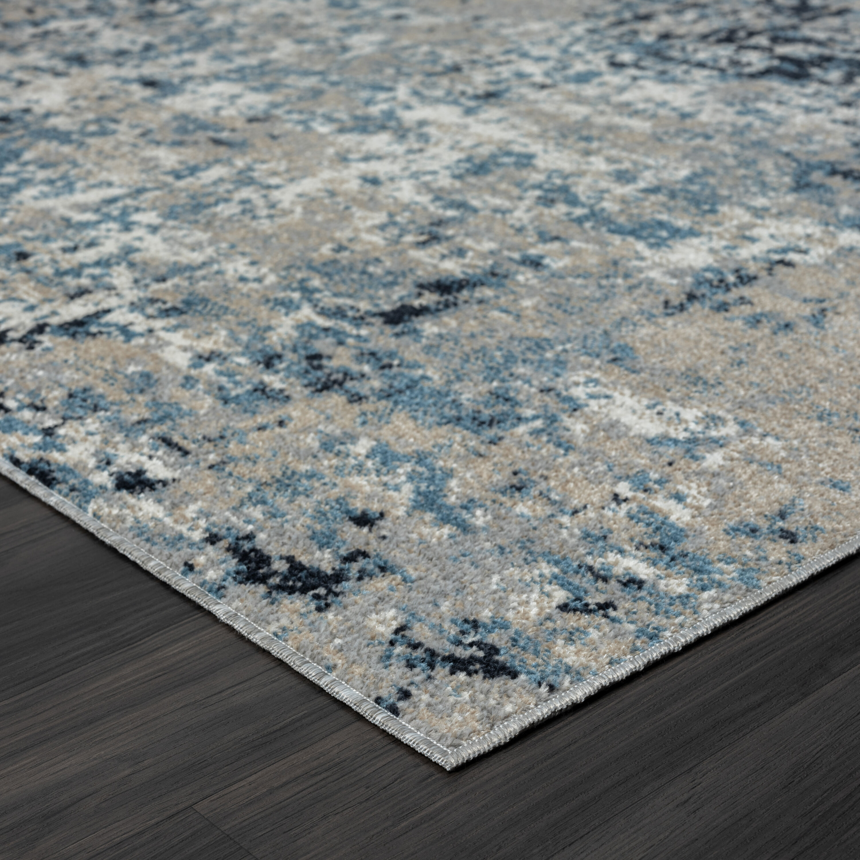 Lellani Blue and Beige Rectangular Synthetic Kids Area Rug, 8' x 10'