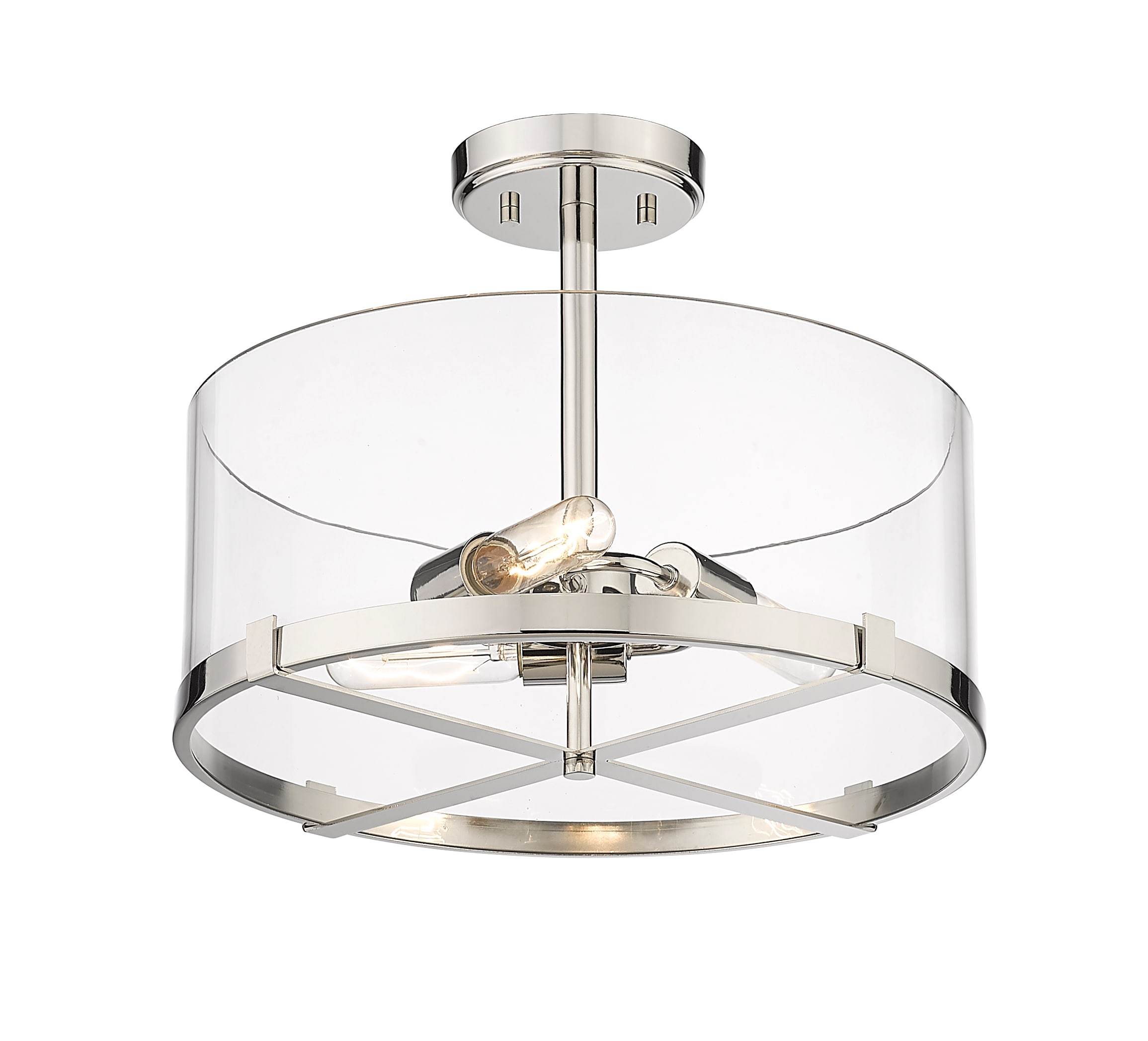 Callista 16.5" Polished Nickel and Glass Semi-Flush Mount