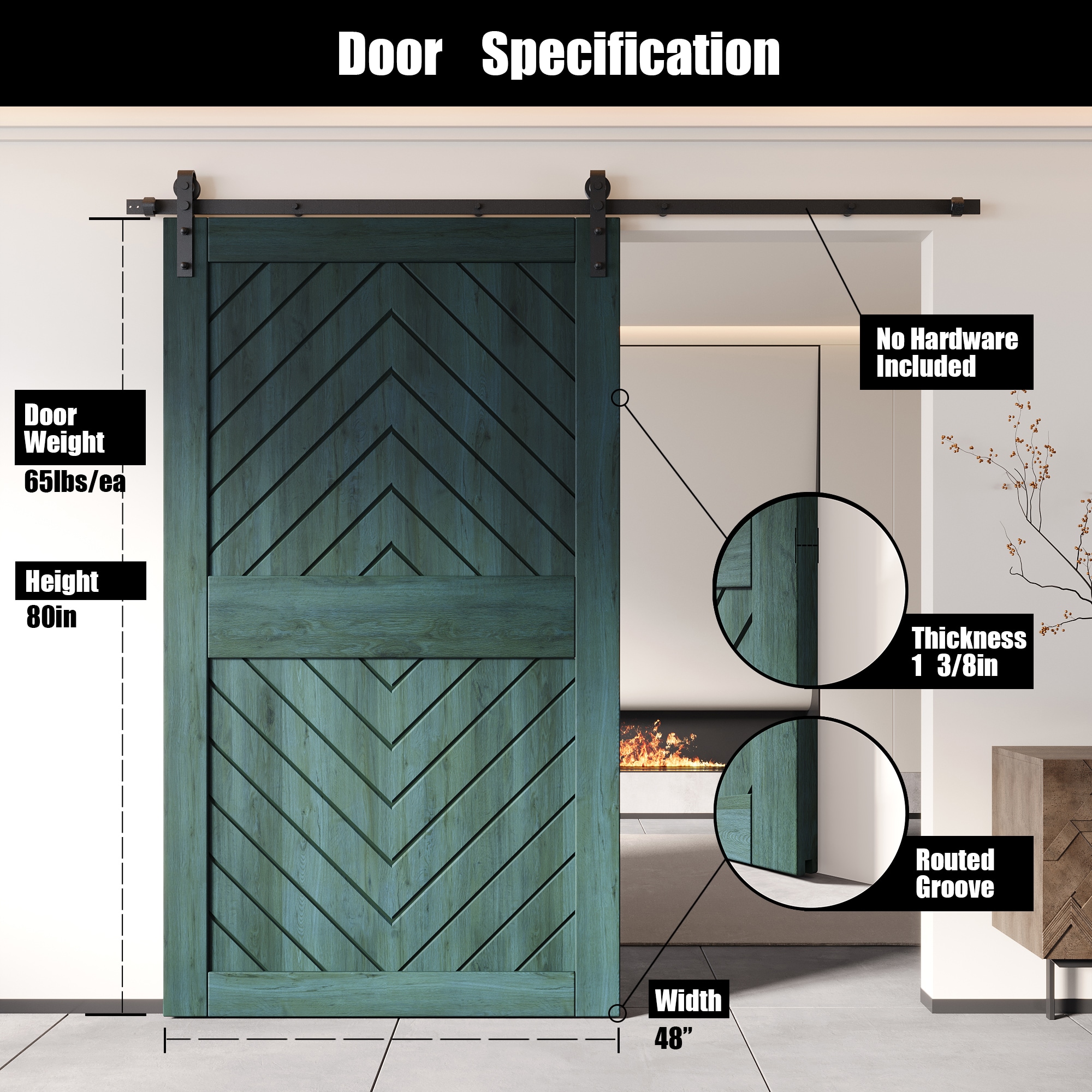 HOMACER JT2-4884-RP Barn-Doors - View #2