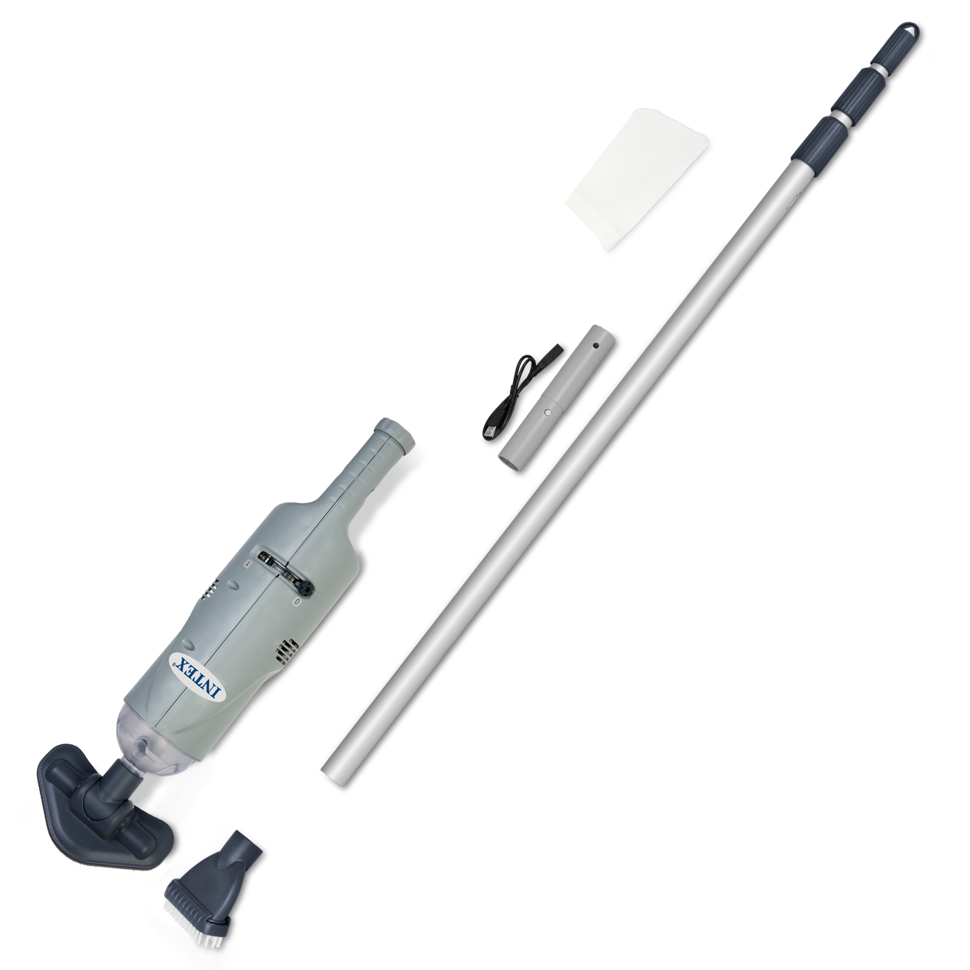 Intex 168728 Rechargeable Handheld Above Ground Pool Vacuum Cleaner with 2 Brush Heads