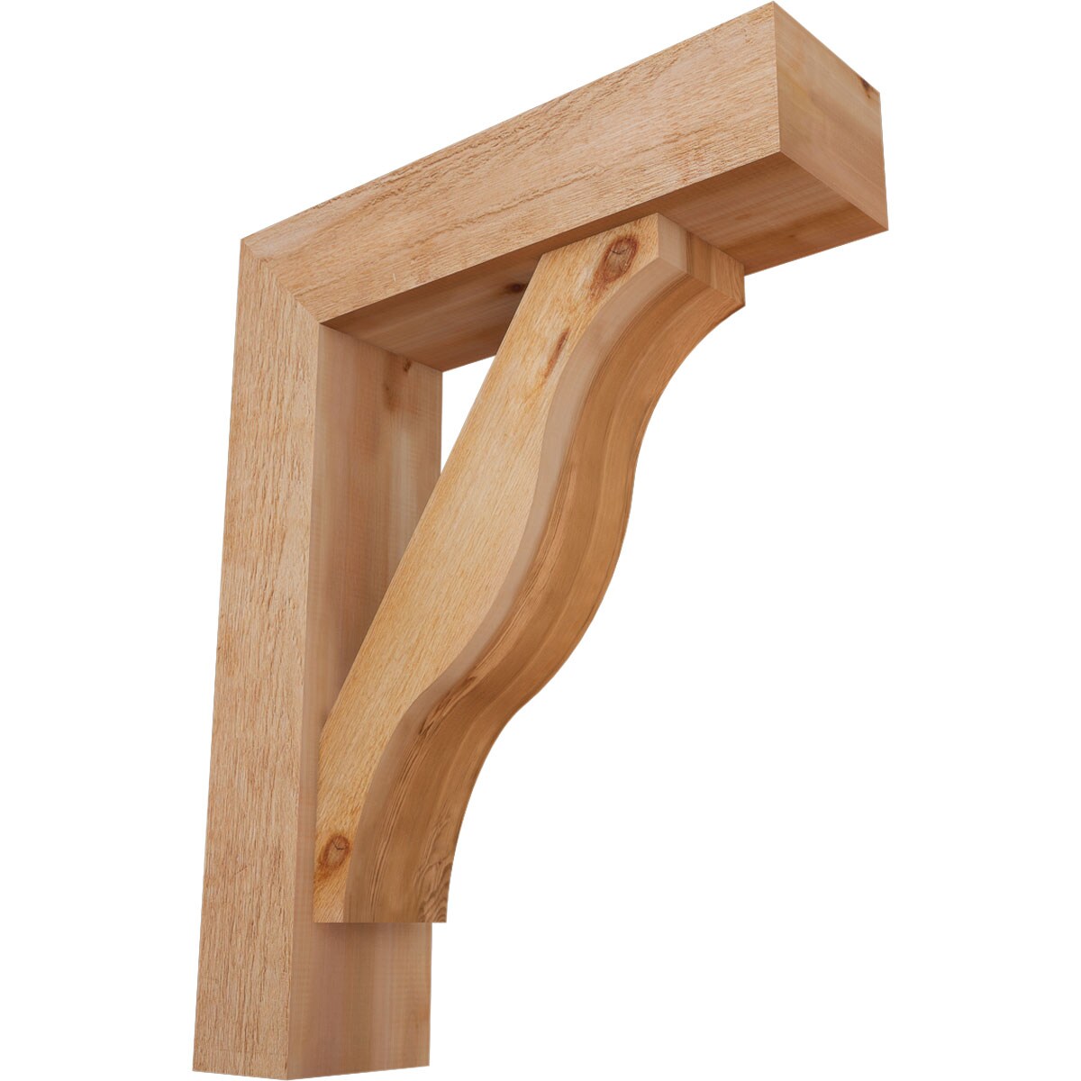 Ekena Millwork 1462288 Funston Block Rough Sawn Bracket with Offset Brace Western Red Cedar Wood Standard Bracket