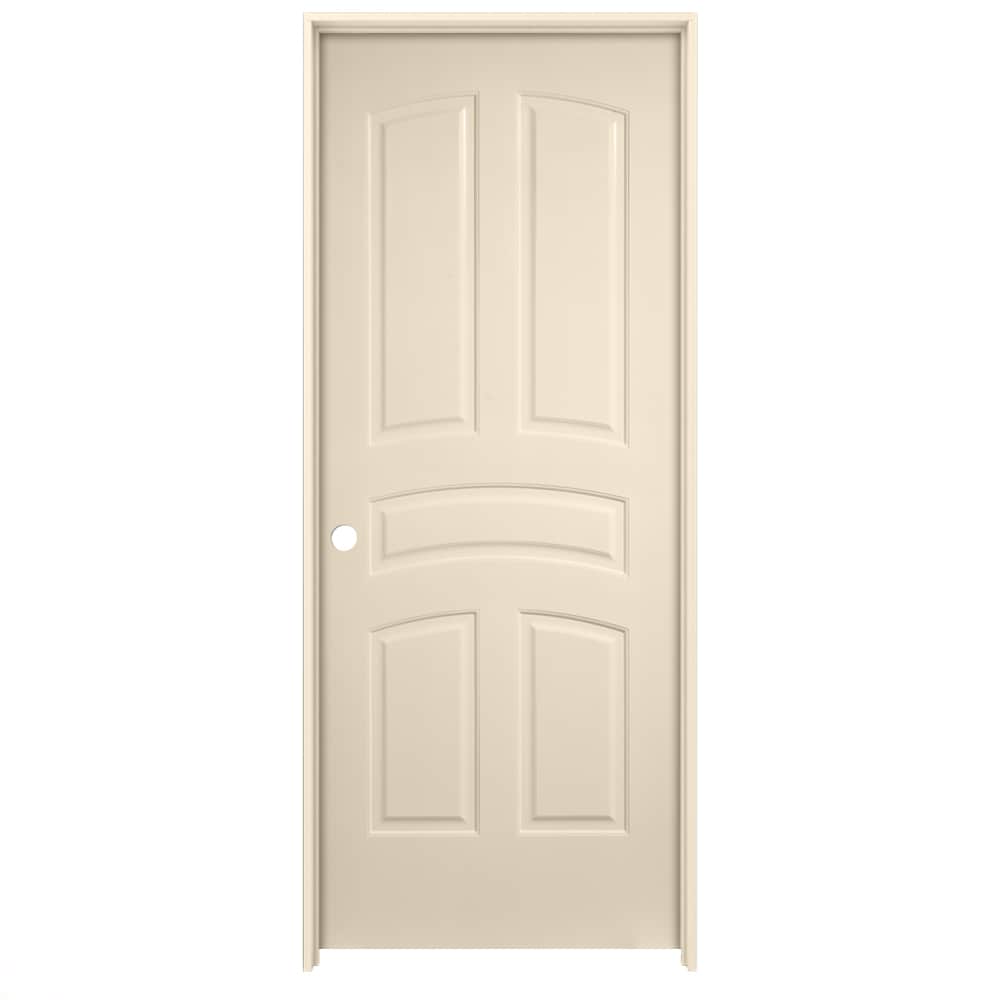 American Building Supply LO966959 36-in x 80-in Cream-n-Sugar Solid core 5-panel arch top Right hand Smooth Prefinished MDF Flat Jamb Single Prehung Interior Door