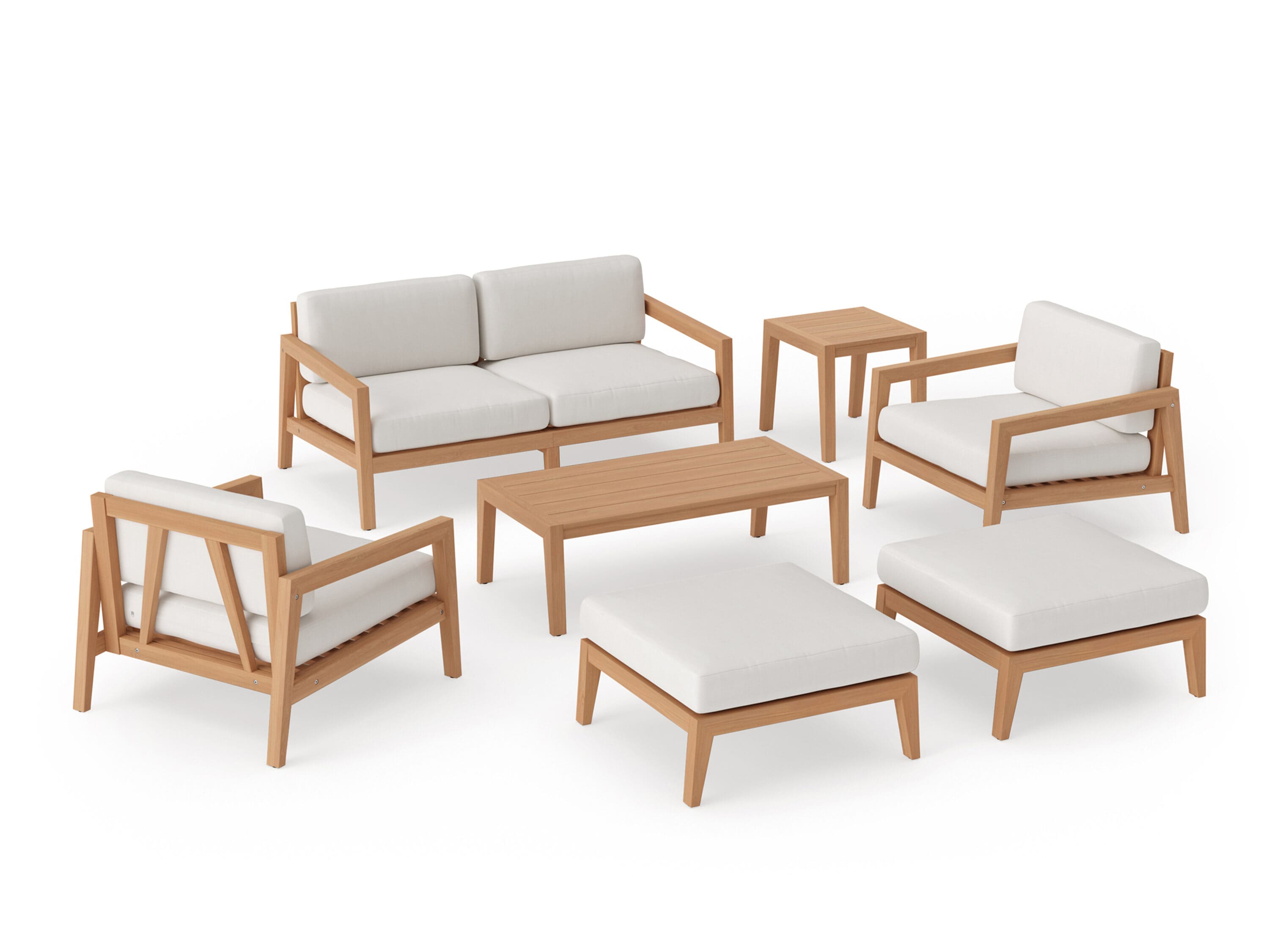 NewAge Products 91546 Rhodes 7-Piece Patio Conversation Set with White Sunbrella Cushions