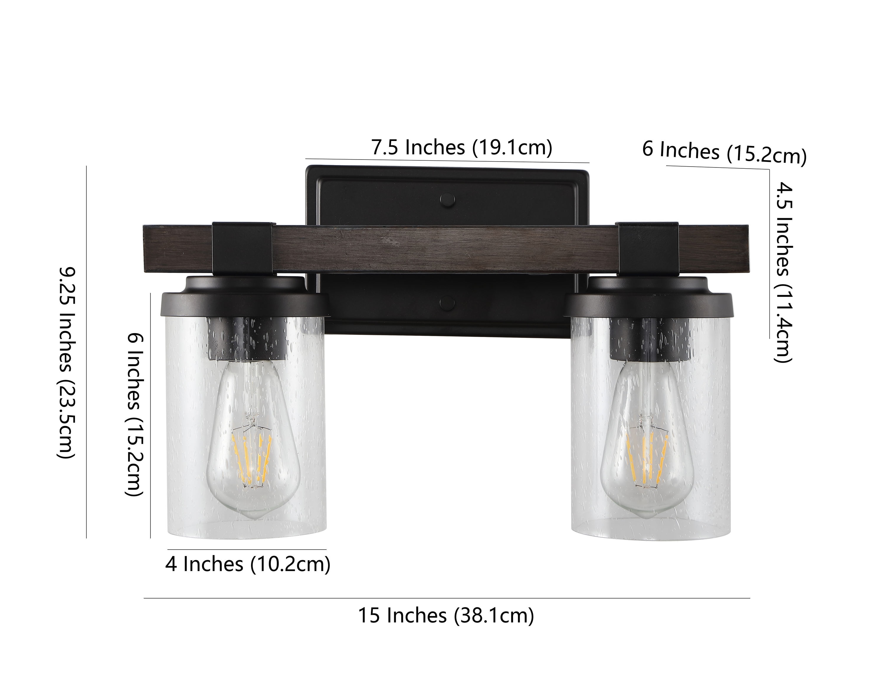 Bungalow 15" Oil-Rubbed Bronze Glass Vanity Light