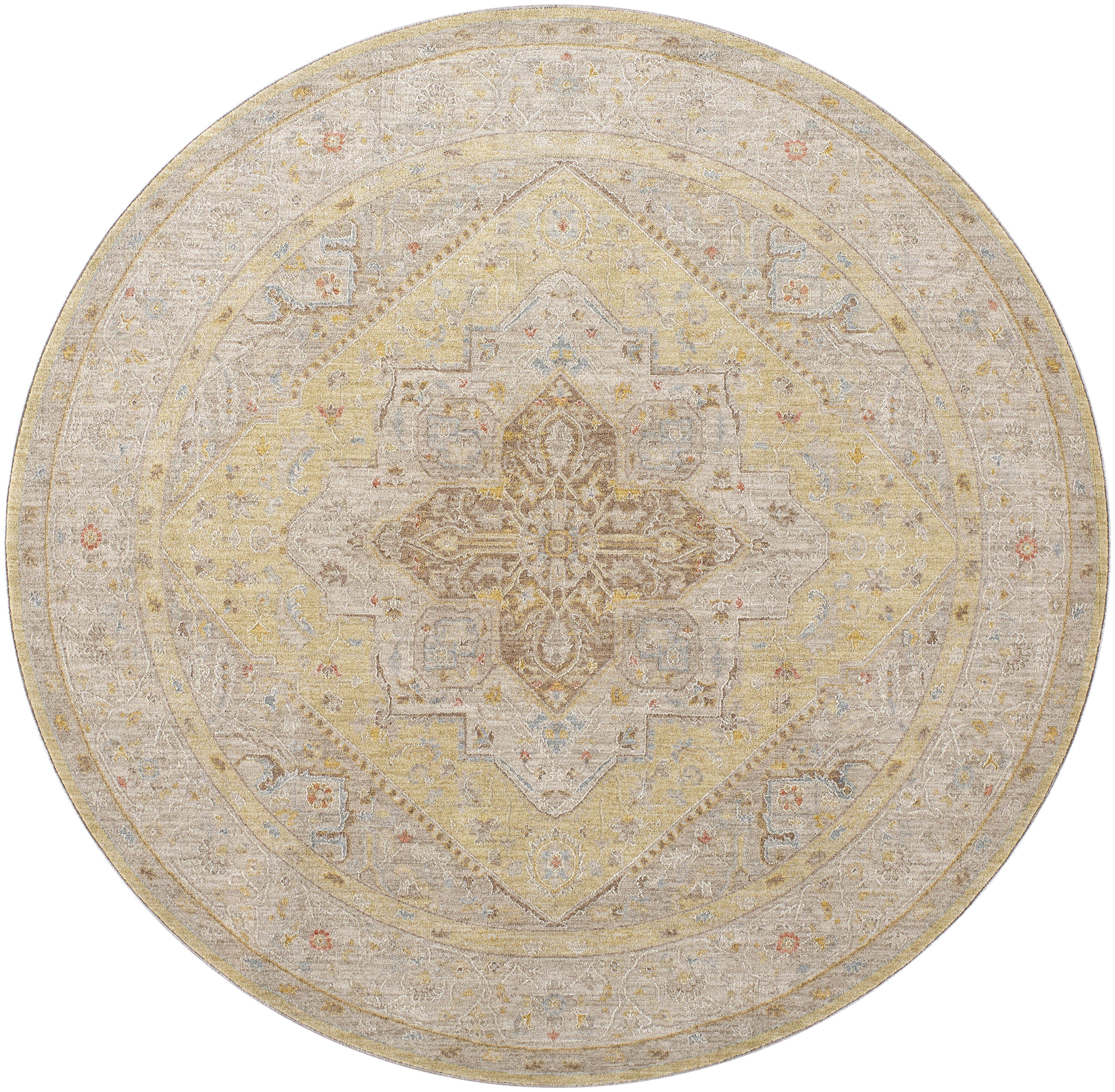 Livabliss AVT2363-710RD Avant Garde 7 x 7 (ft) Flatweave Polyester Olive Round Indoor Vintage Area rug