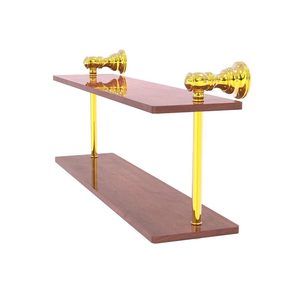 Allied Brass CL-2-16-IRW-PB Carolina Polished Brass 2 -Tier Wall mount Bathroom Shelf ( 16-in x 9.2-in x 5-in )