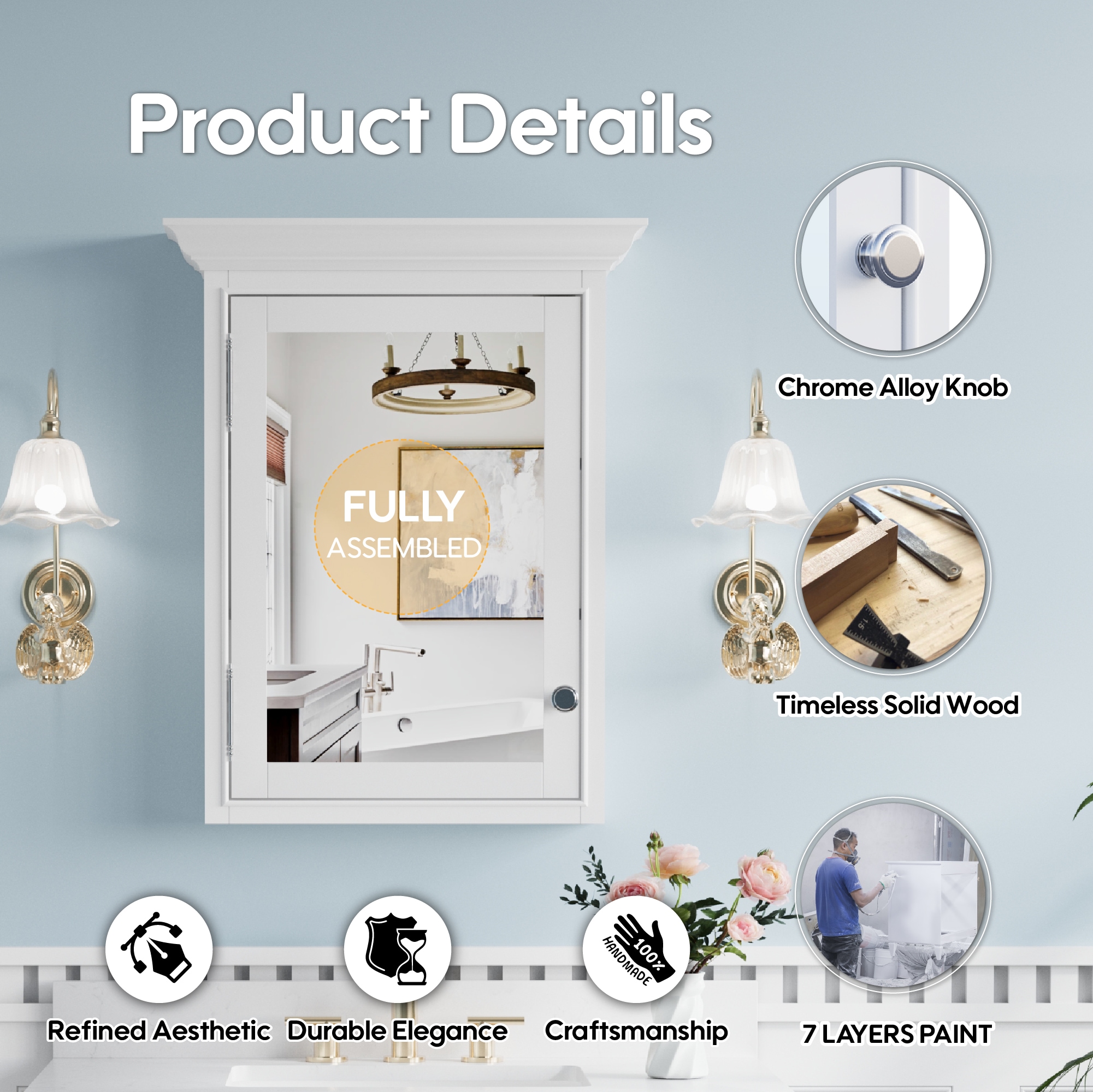 Forclover HM-L2430WT Bathroom-Medicine-Cabinets - View #3