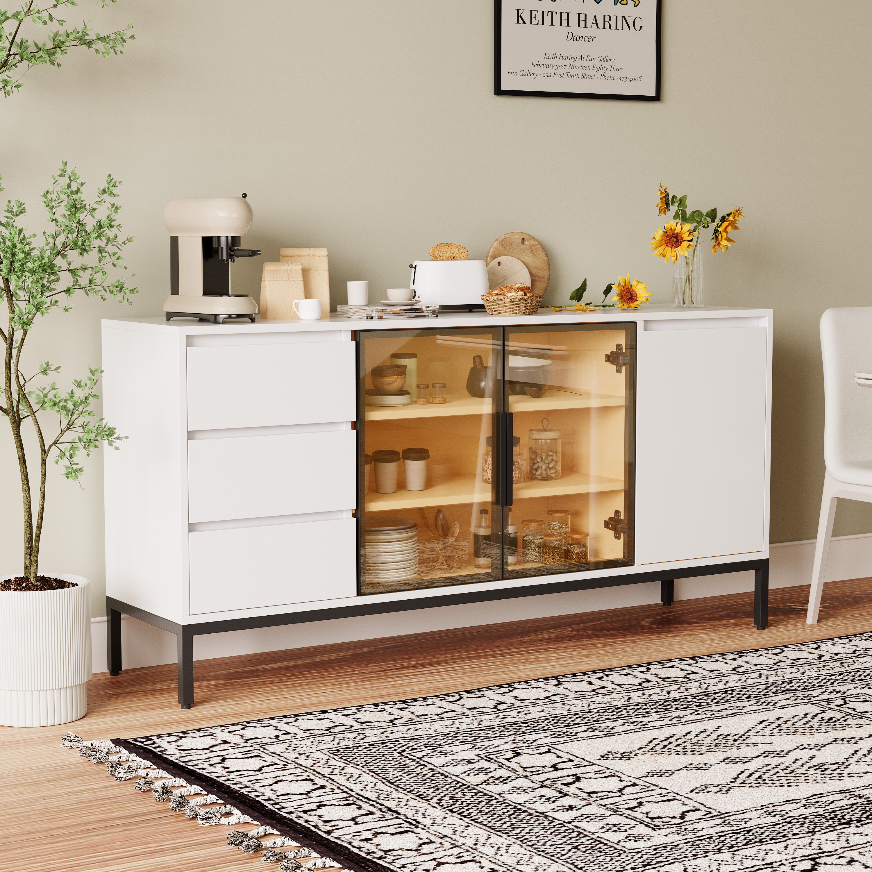 Tinyhomie Buffet cabinet with storage kitchen side panel storage room ...