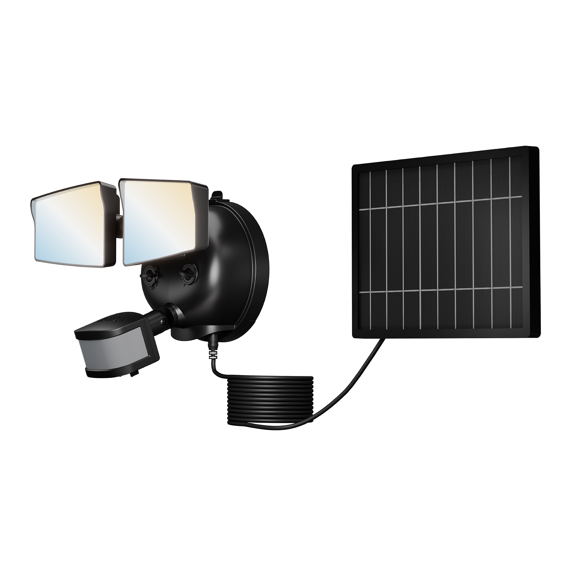 HALO - 240 -Degree 120 -Wattage Equivalent Solar LED Matte Black 2 -Head Motion-Activated Flood L...
