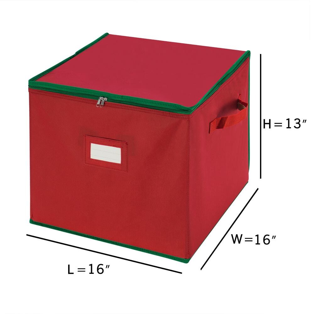 16 Red And Green Collapsible Christmas Decoration Storage Box